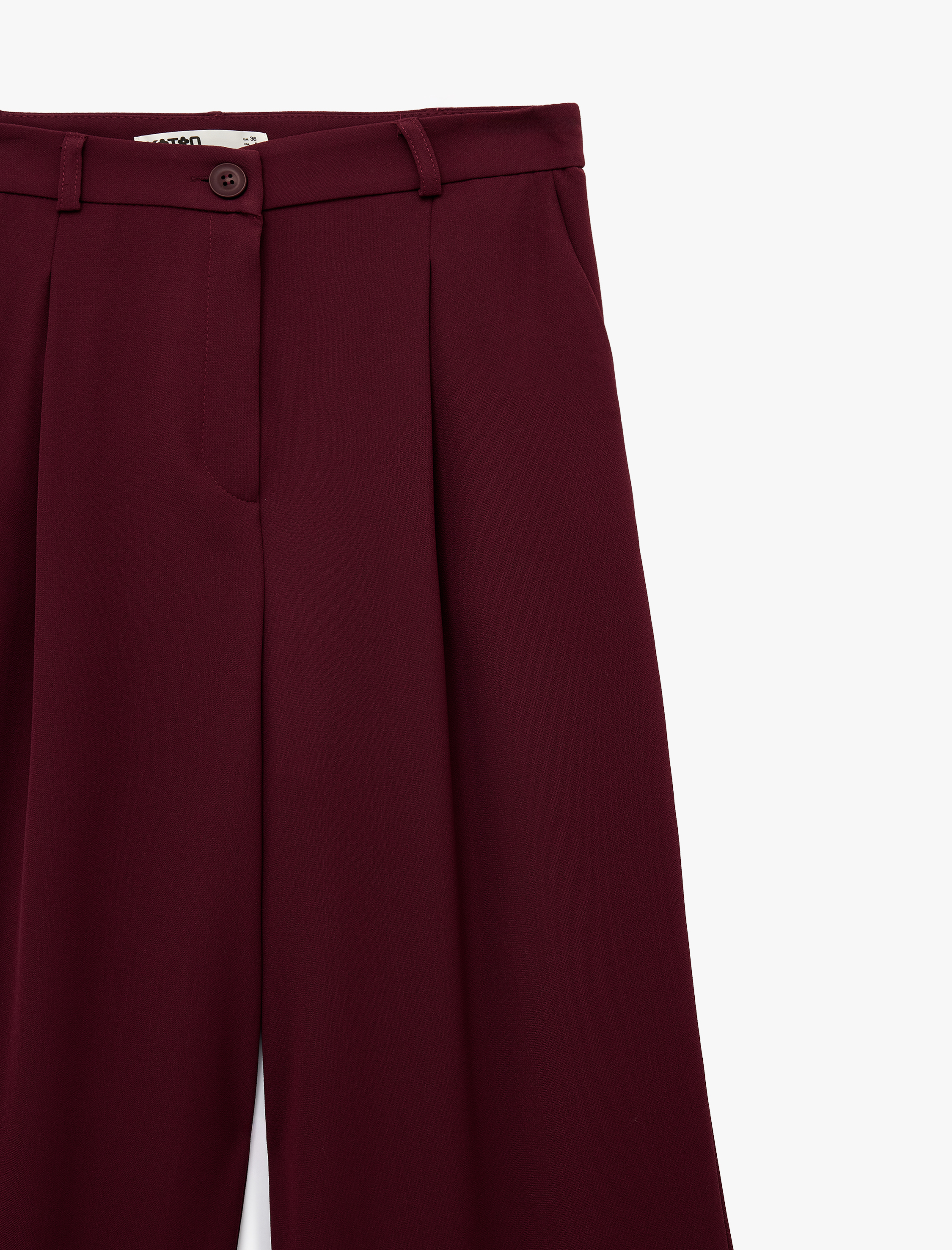   Krep Kumaş Pile Detaylı Cepli Yüksek Bel Palazzo Pantolon