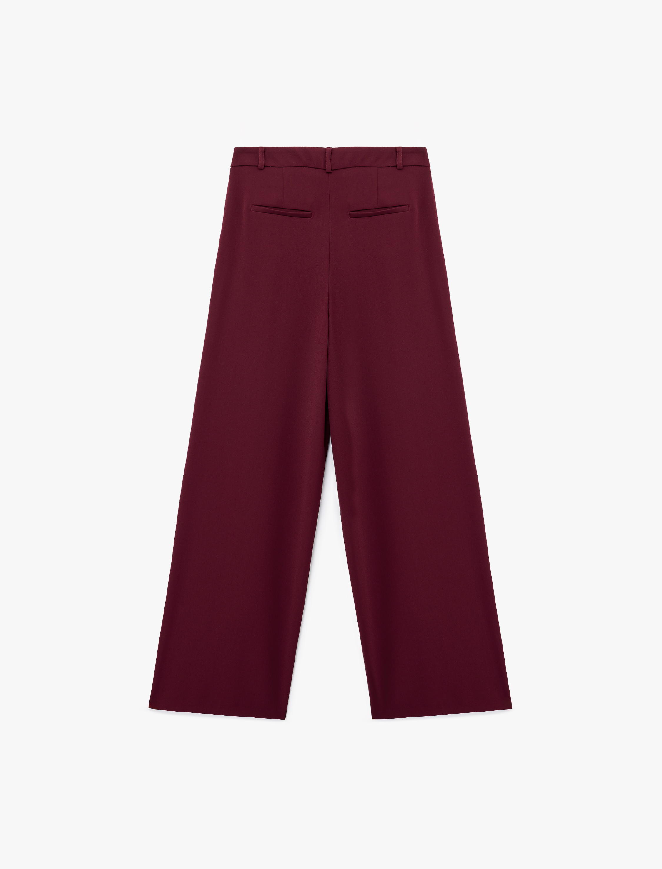   Krep Kumaş Pile Detaylı Cepli Yüksek Bel Palazzo Pantolon