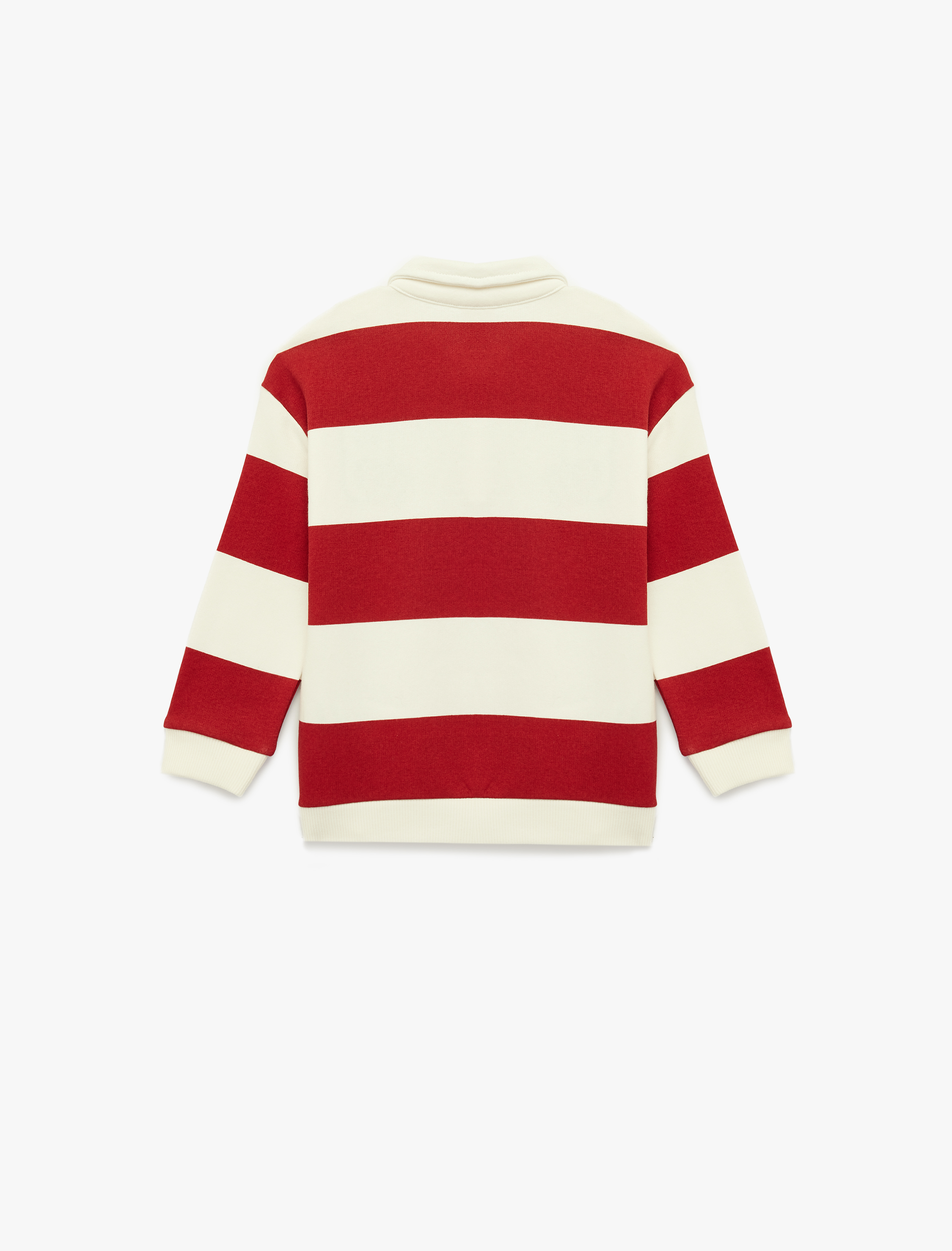  Erkek Bebek Pamuklu Uzun Kollu Çizgili Oversize Polo Yaka Sweatshirt