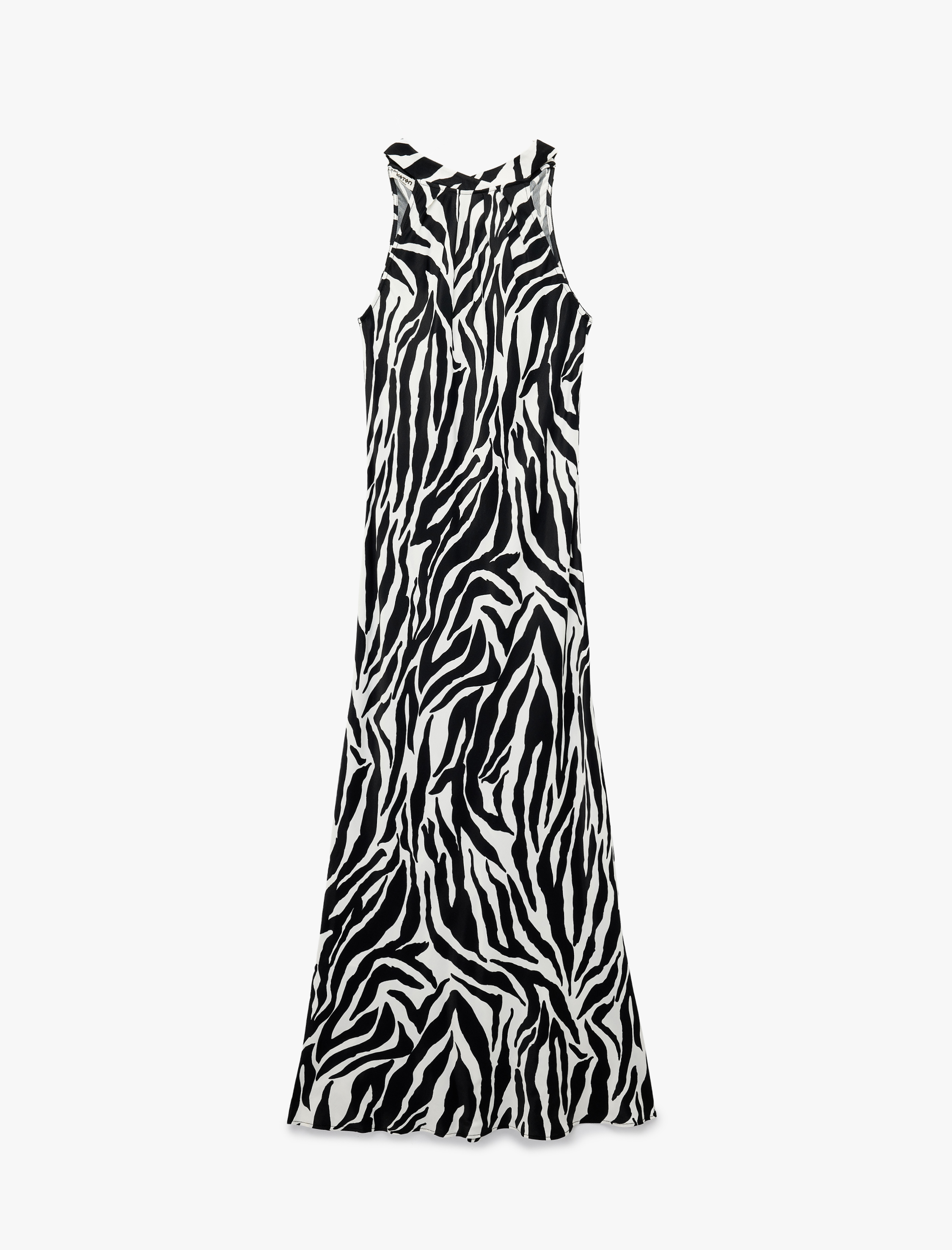   Zebra Desenli Halter Yaka Maxi Elbise