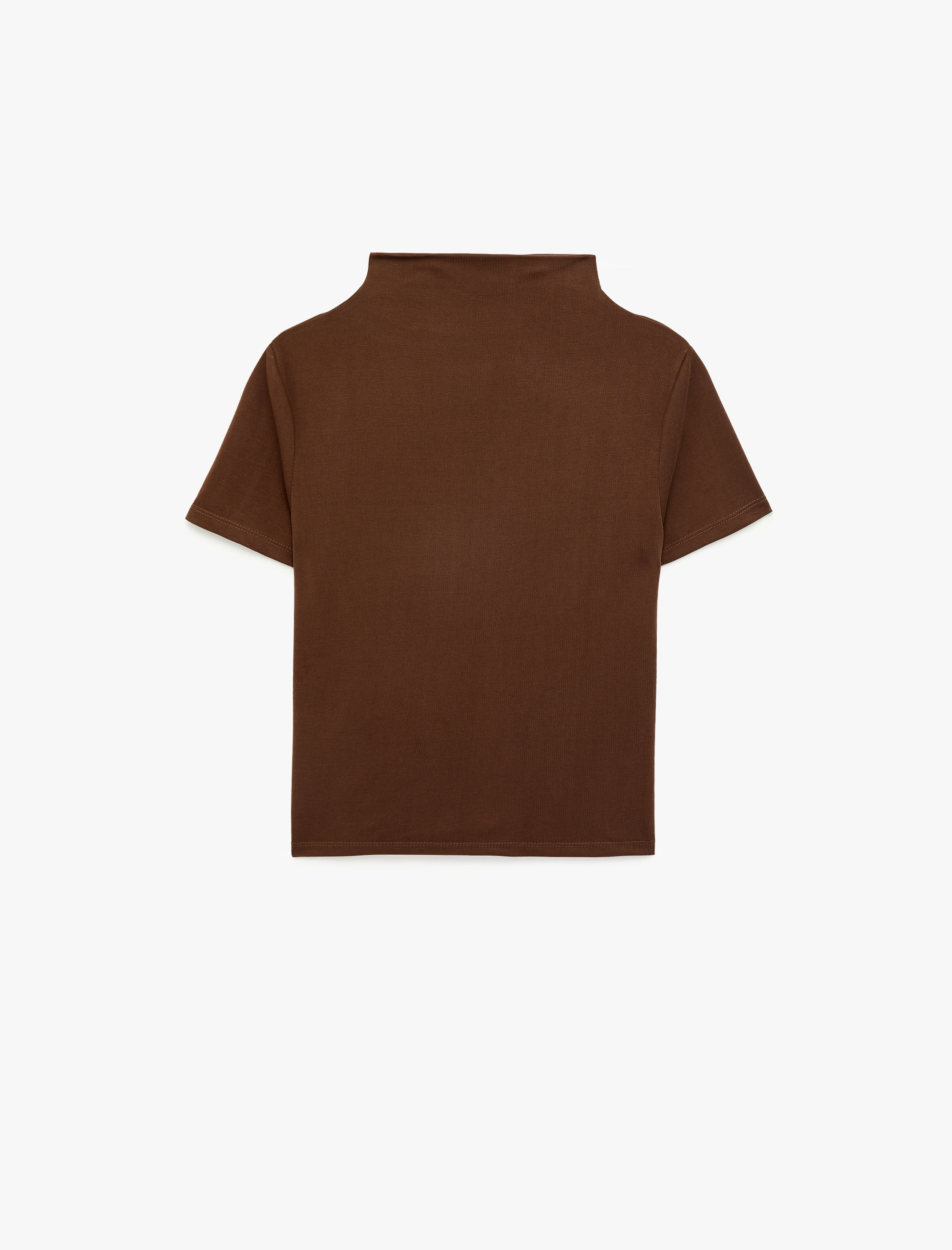   Modal Karışımlı Slim Fit Drape Detaylı Dik Yaka Kısa Kollu Tişört