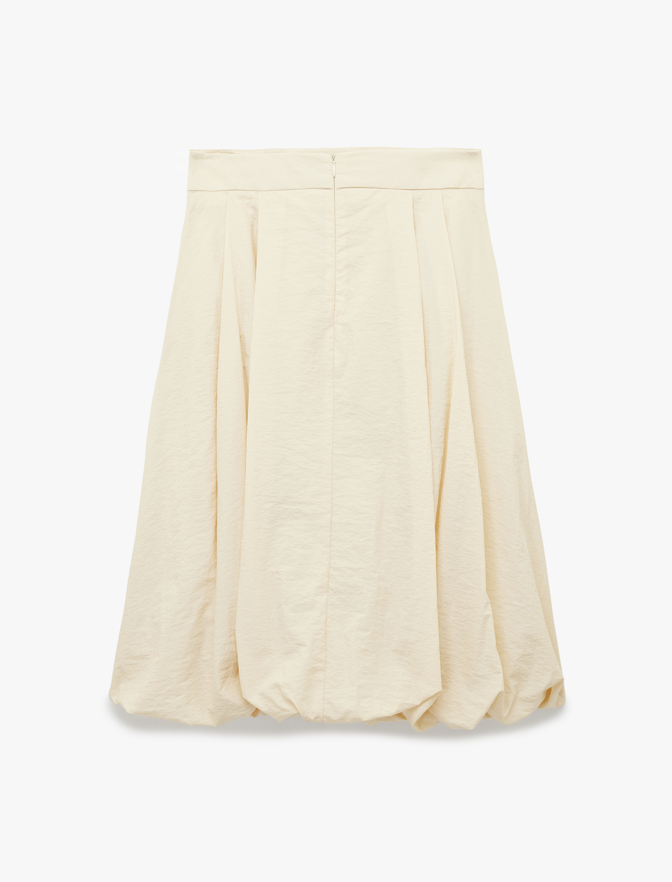   Paraşüt Kumaş Pile Detaylı Midi Boy Balon Etek