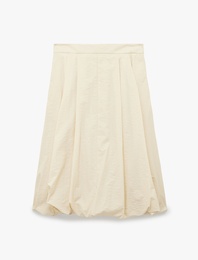 Paraşüt Kumaş Pile Detaylı Midi Boy Balon Etek