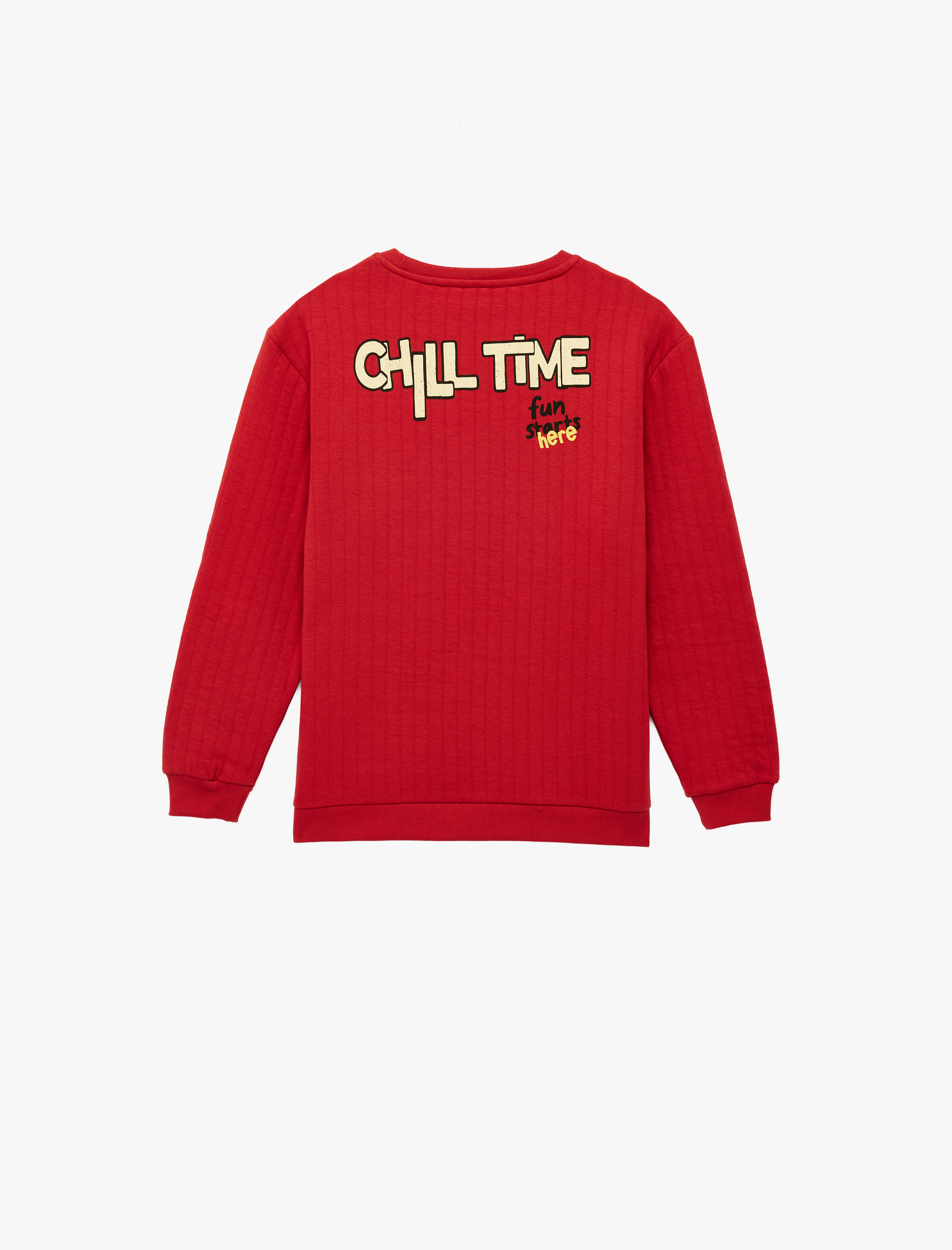  Erkek Çocuk Pamuklu Uzun Kollu Bisiklet Yaka Baskılı Oversize Sweatshirt