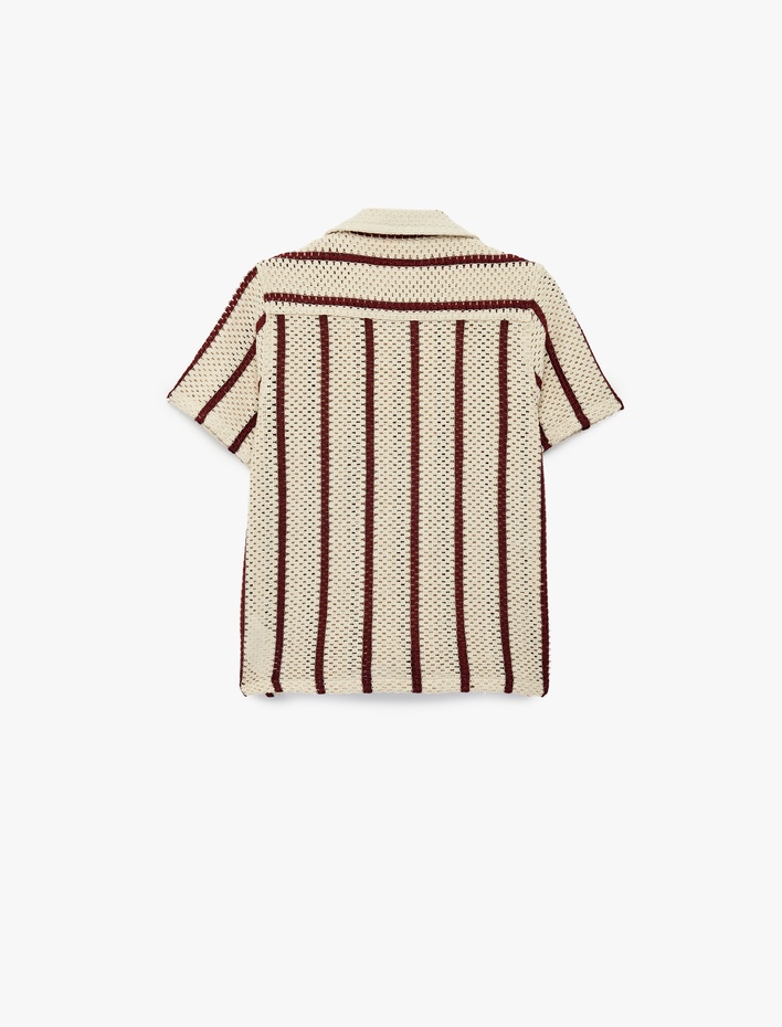 Erkek Çocuk Kısa Kollu Devrik Yaka Oversize Çizgili Tişört