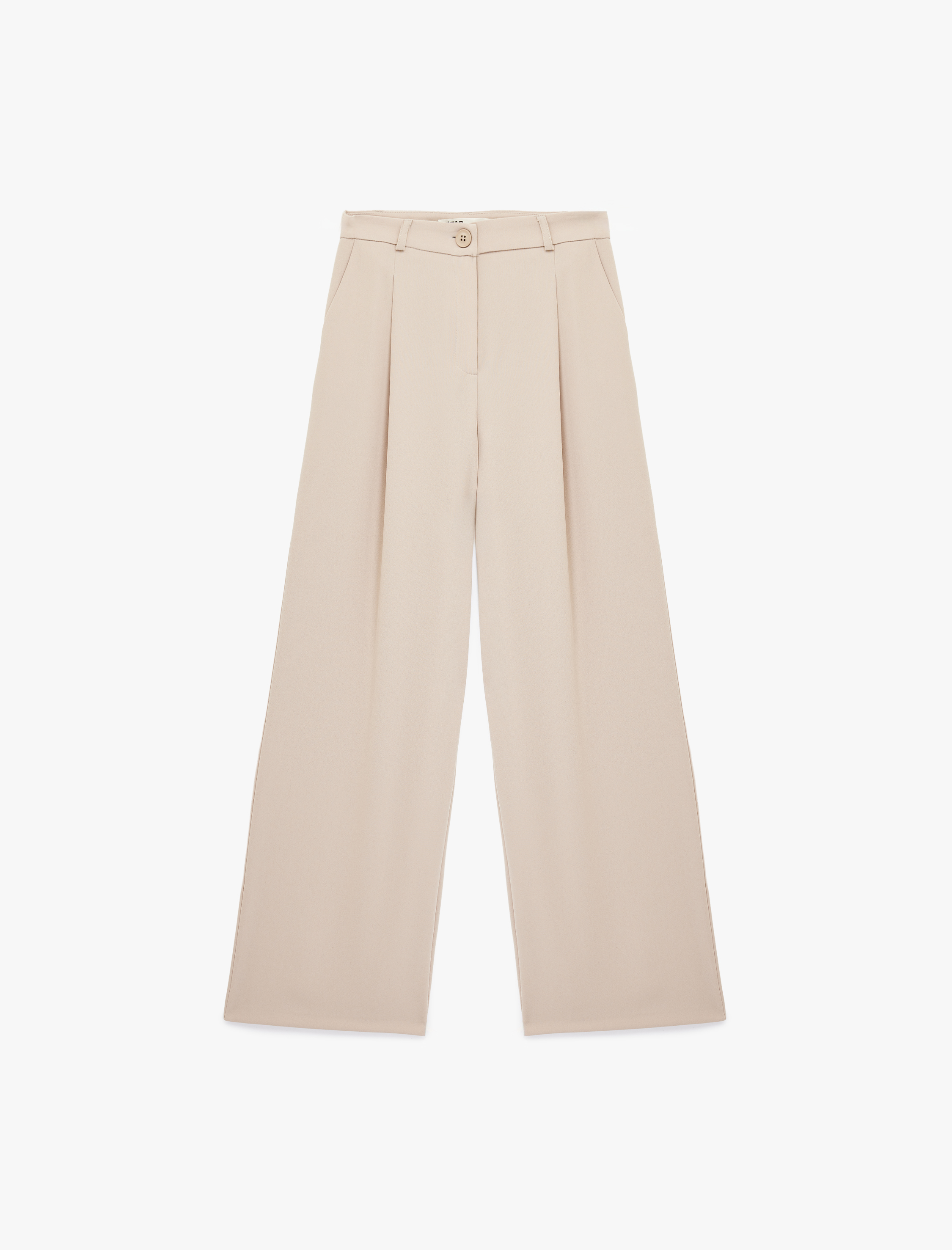   Krep Kumaş Pile Detaylı Cepli Yüksek Bel Palazzo Pantolon