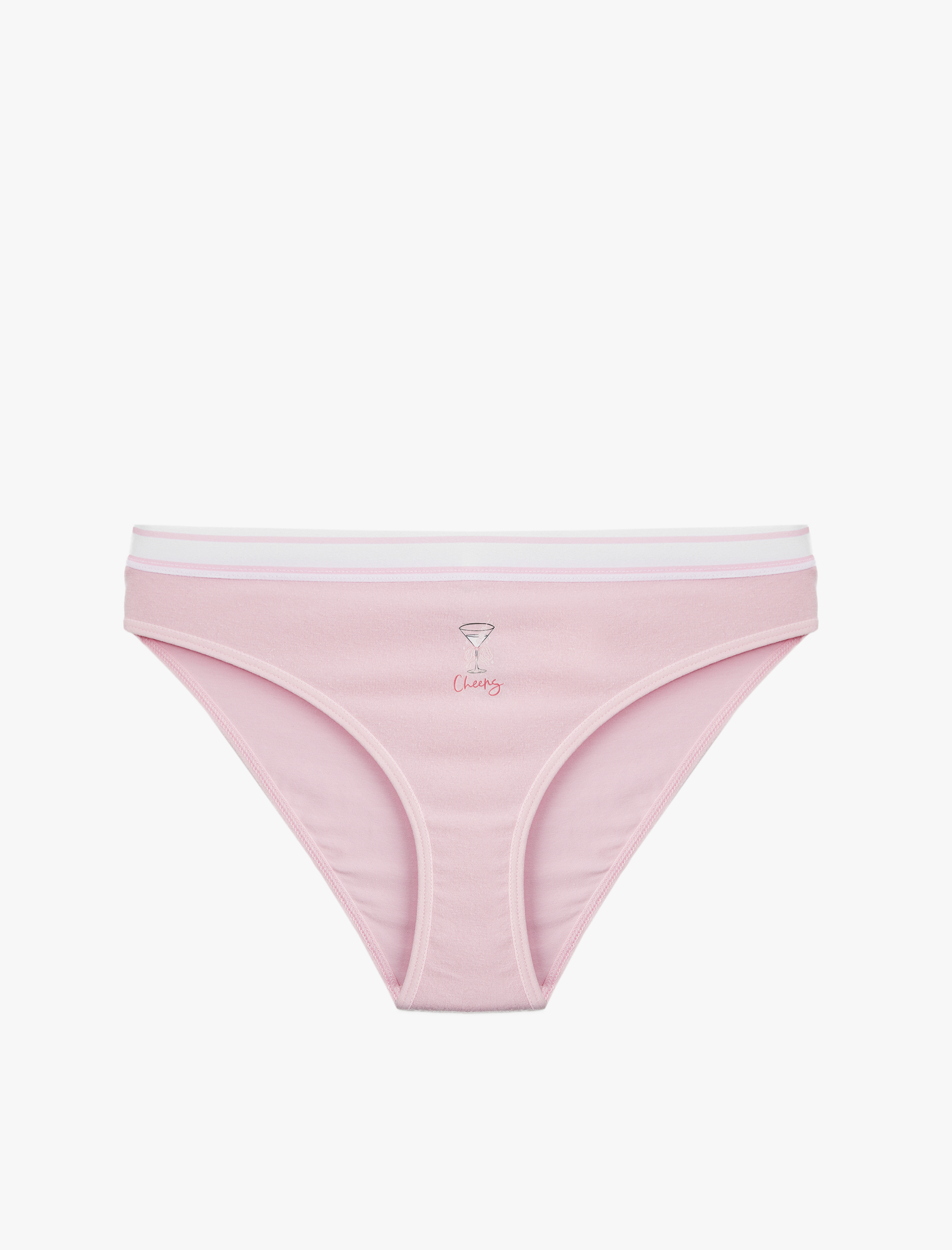   Pamuklu Rahat Kalıp Bel Detaylı Baskılı Brief Külot