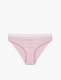 Pamuklu Rahat Kalıp Bel Detaylı Baskılı Brief Külot