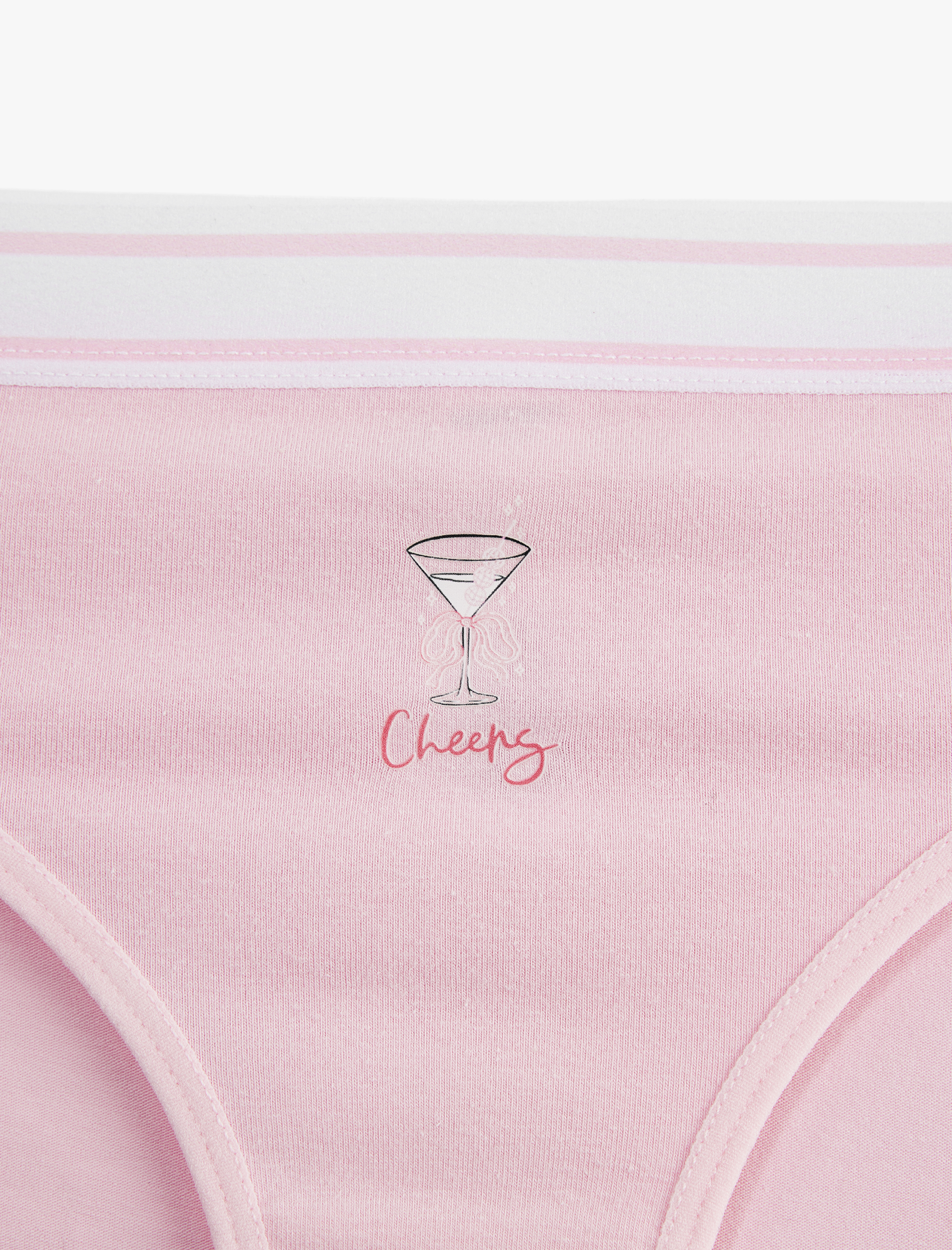   Pamuklu Rahat Kalıp Bel Detaylı Baskılı Brief Külot