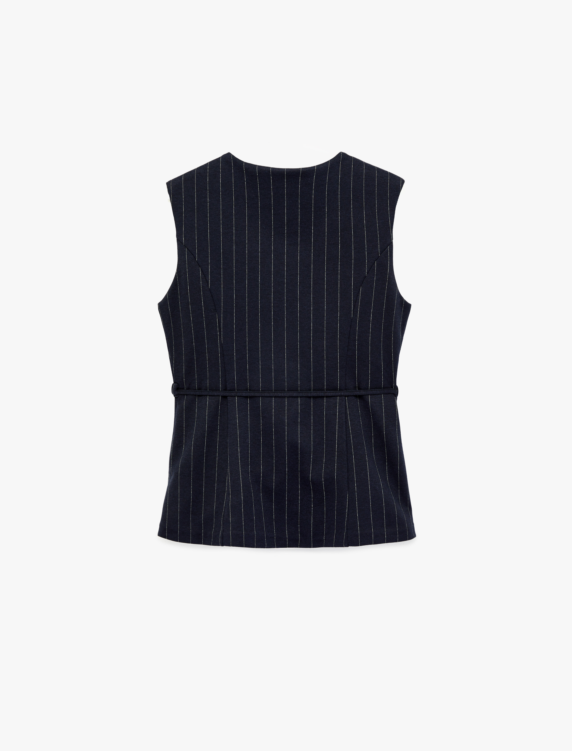   Bisiklet Yaka Kemerli Çizgili Yelek