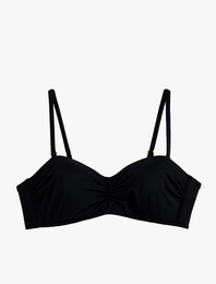 Drape Detaylı Çıkarılabilir Askılı Straplez Bikini Üstü