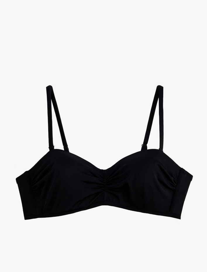  Drape Detaylı Çıkarılabilir Askılı Straplez Bikini Üstü