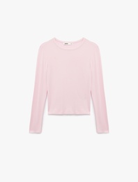 Slim Fit Uzun Kollu Bisiklet Yaka Basic Tişört