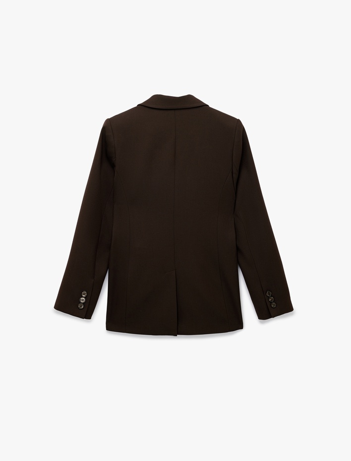  Cepli Düğmeli Uzun Kollu Kruvaze Blazer Ceket