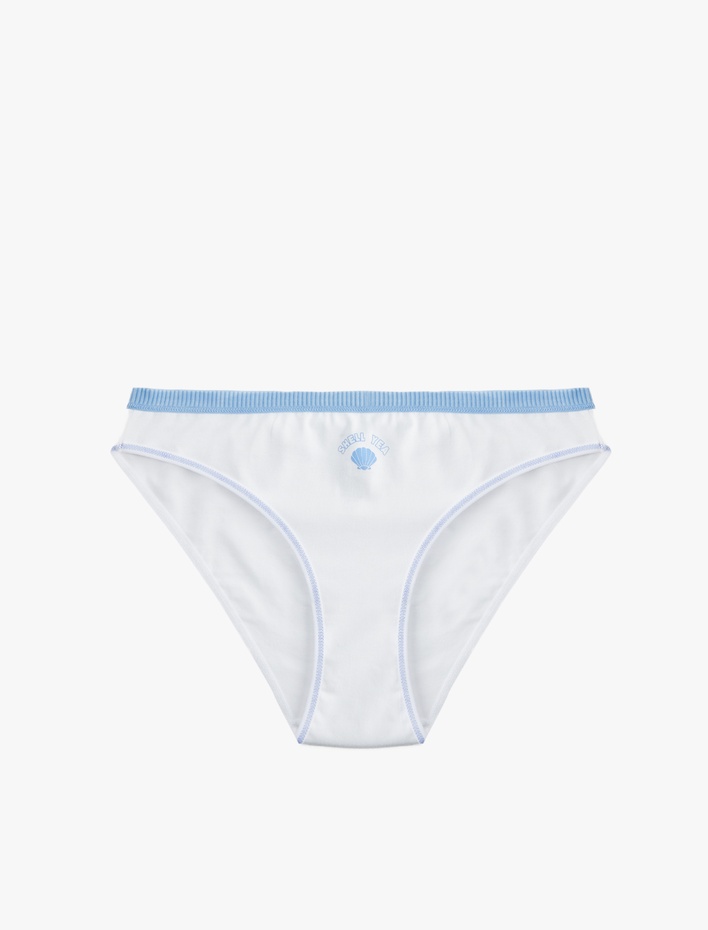  Rahat Kalıp Dikiş Detaylı Baskılı Pamuklu Brief Külot