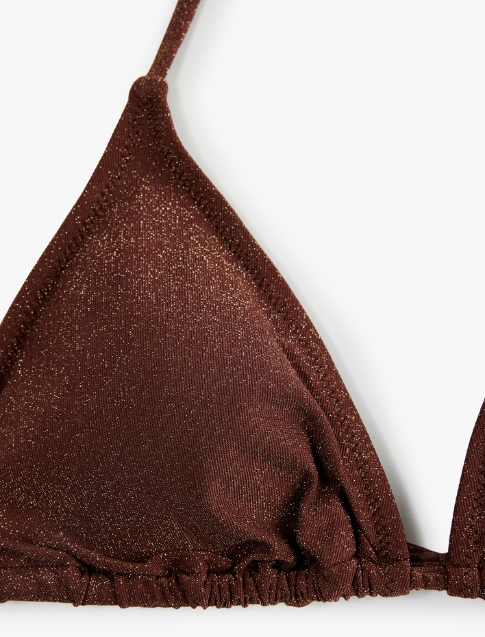  Boyundan Bağlamalı Parıltılı Üçgen Bikini Üstü