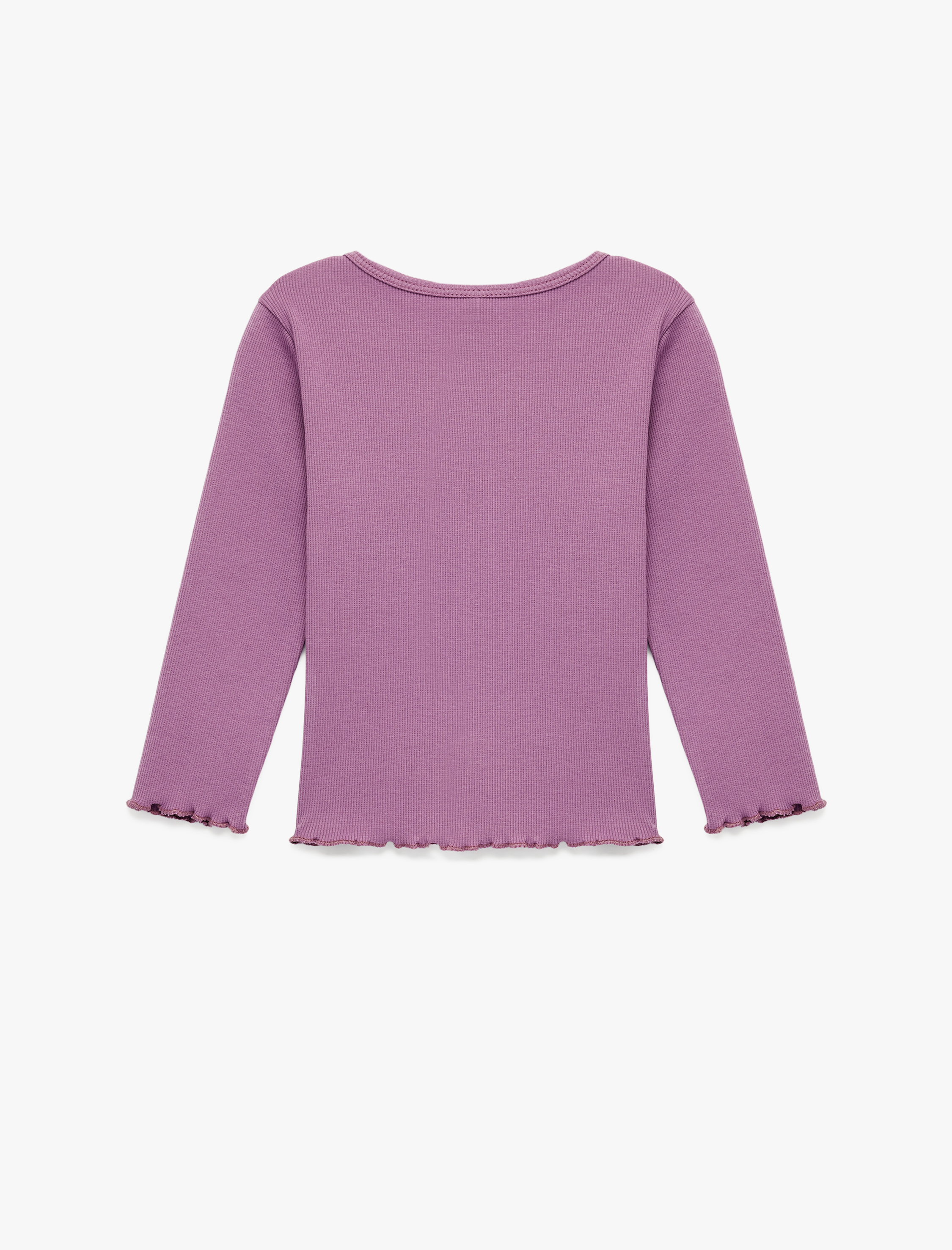  Kız Bebek Bisiklet Yaka Pamuklu Nakış Detaylı Uzun Kollu Tişört