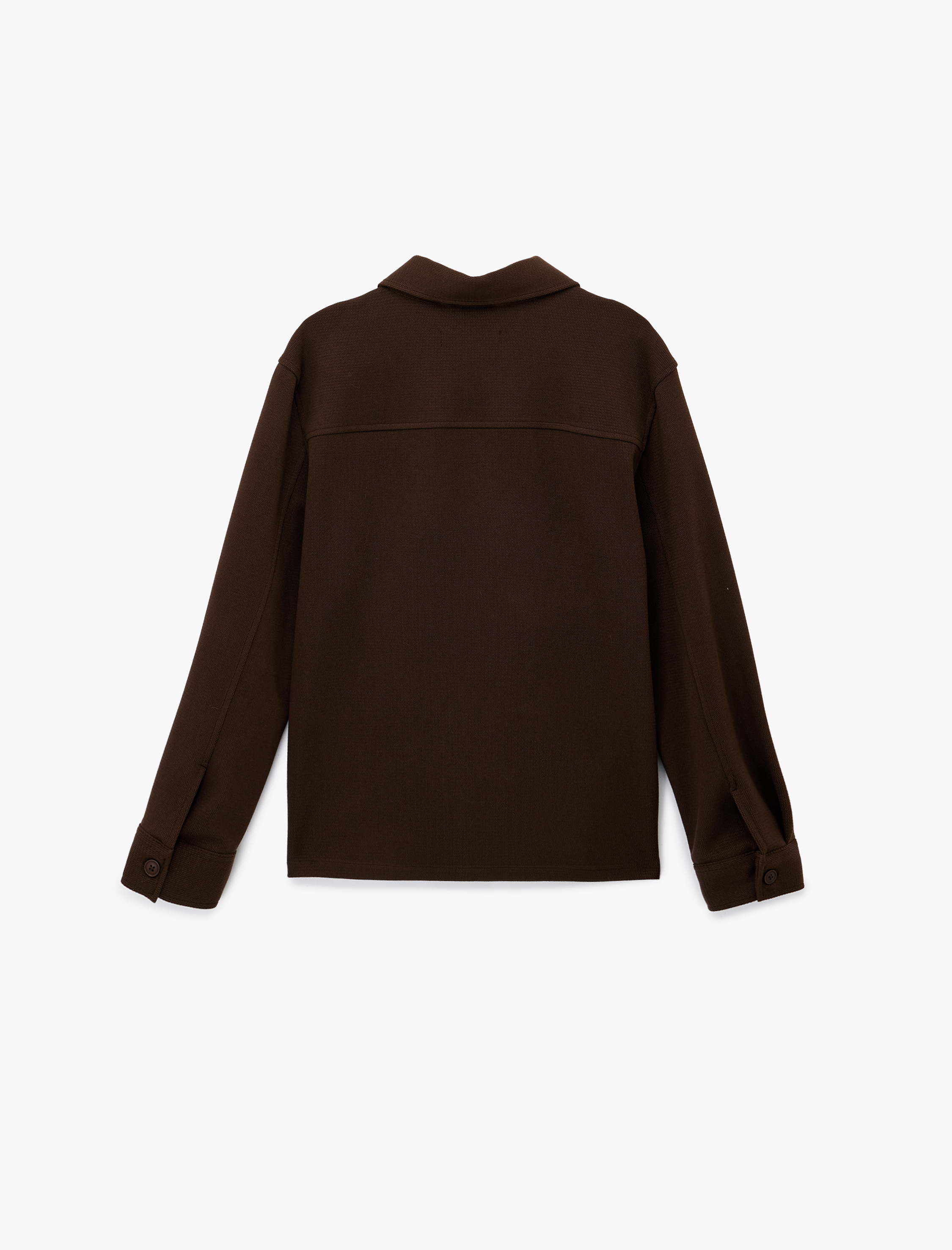   Uzun Kollu Cepli Klasik Yaka Fermuarlı Gömlek Ceket