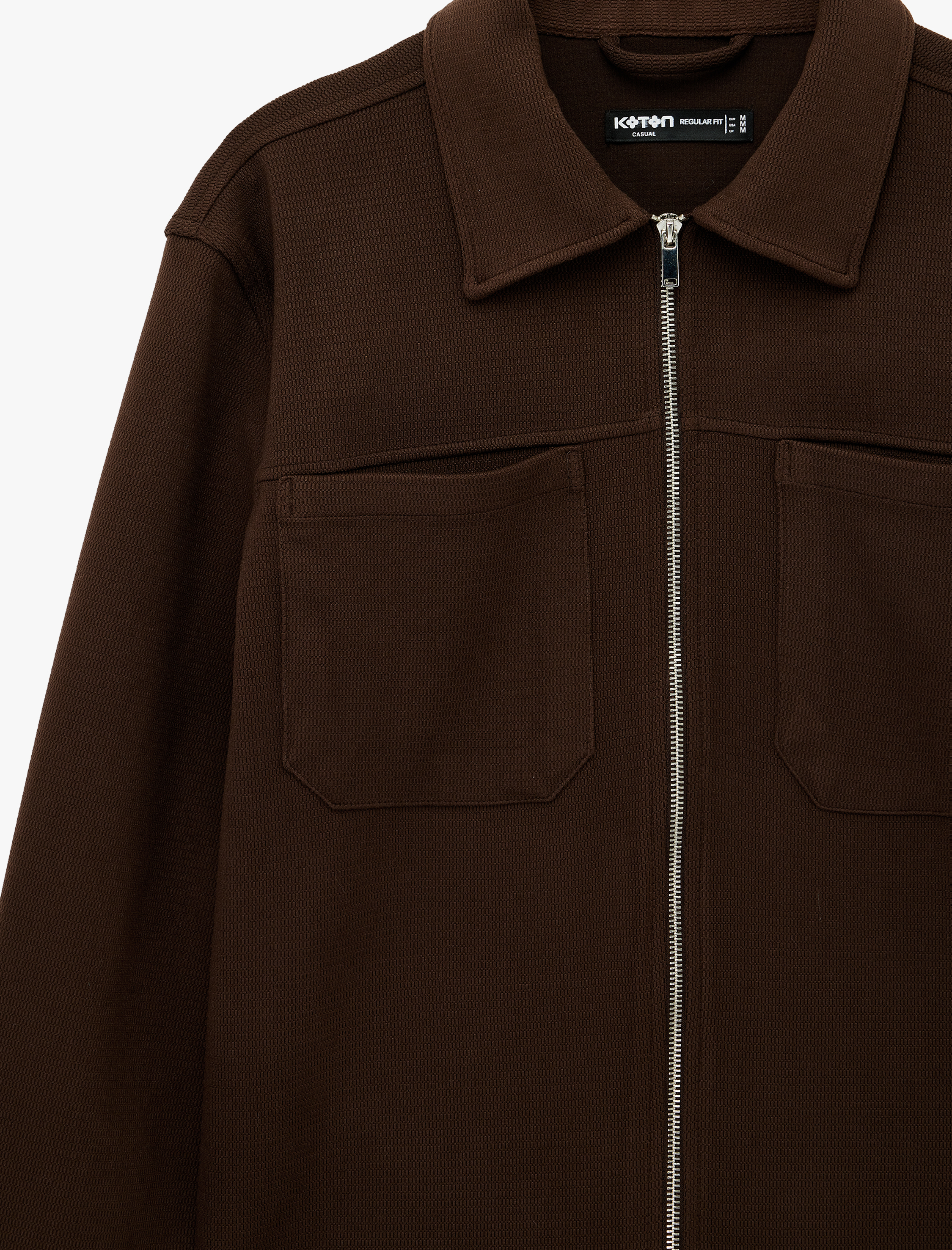   Uzun Kollu Cepli Klasik Yaka Fermuarlı Gömlek Ceket