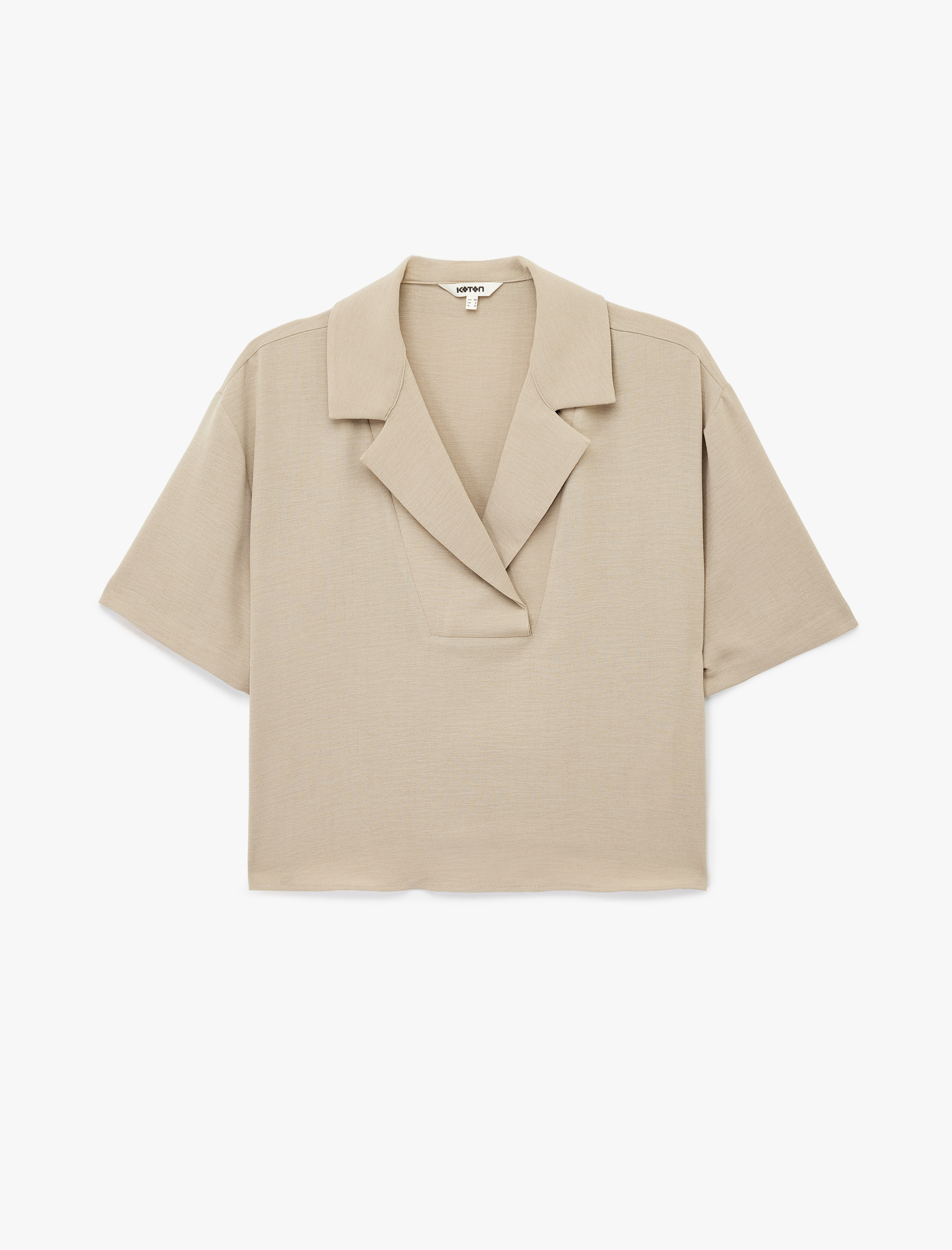   Regular Fit Kısa Kollu Ceket Yaka Bluz