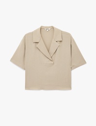 Regular Fit Kısa Kollu Ceket Yaka Bluz