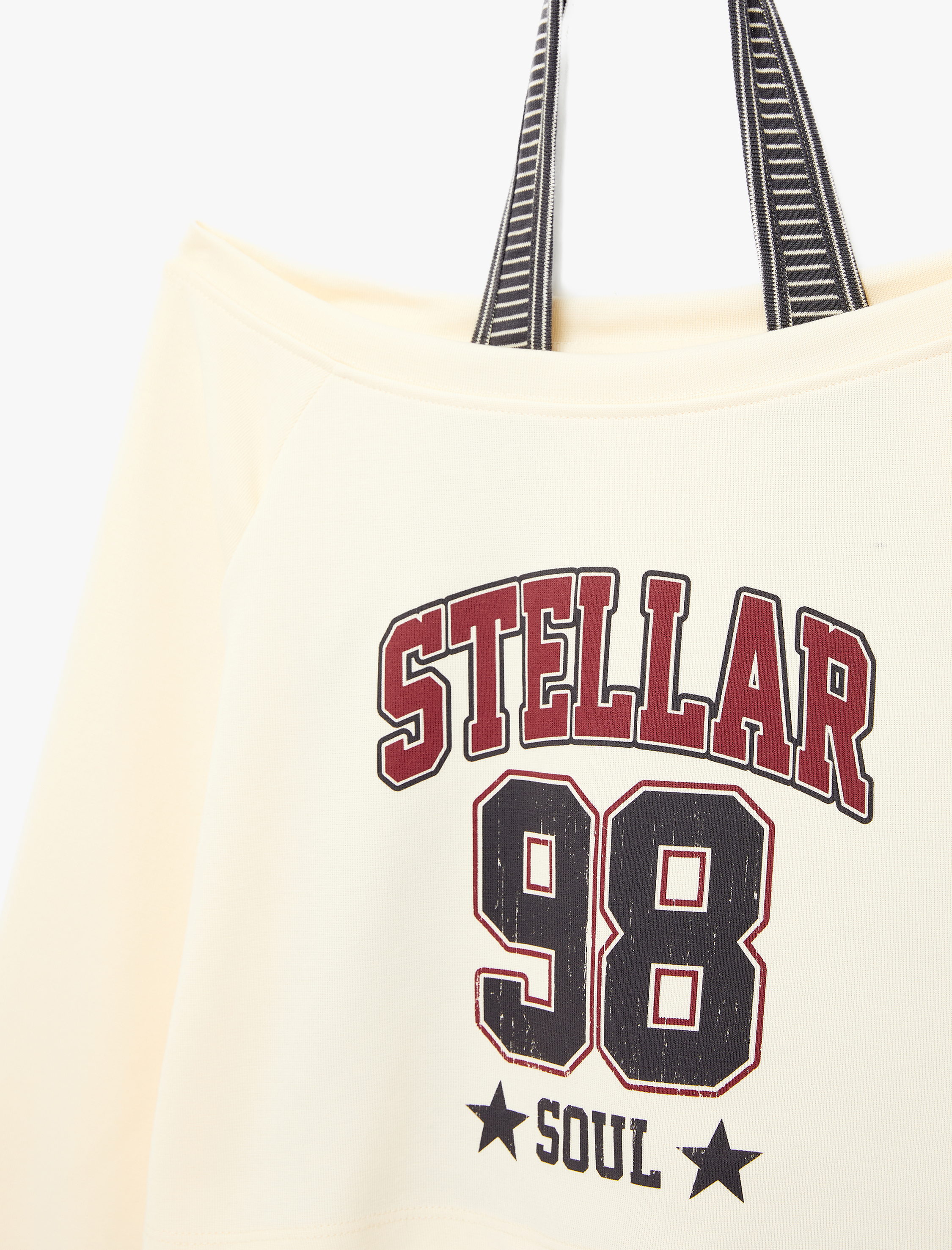   Rahat Kalıp Uzun Kollu Boyundan Bağlama Detaylı Crop Baskılı Sweatshirt