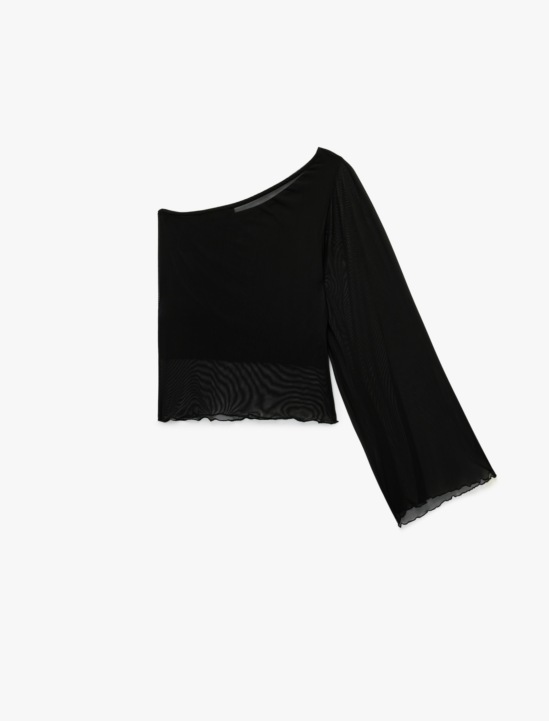   Slim Fit Tül Tek Omuz Bluz