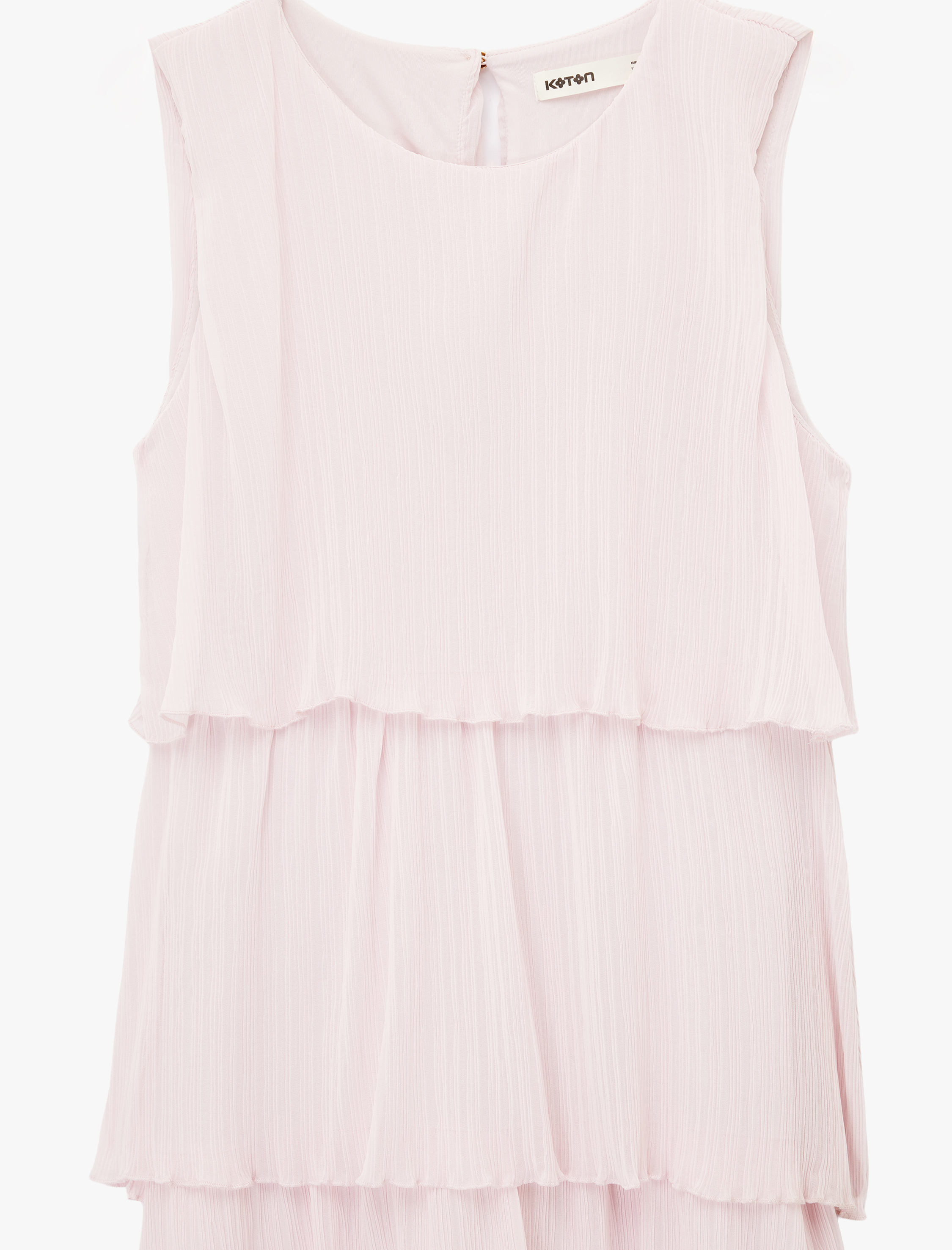   Kolsuz Bisiklet Yaka Katmanlı Midi Şifon Elbise