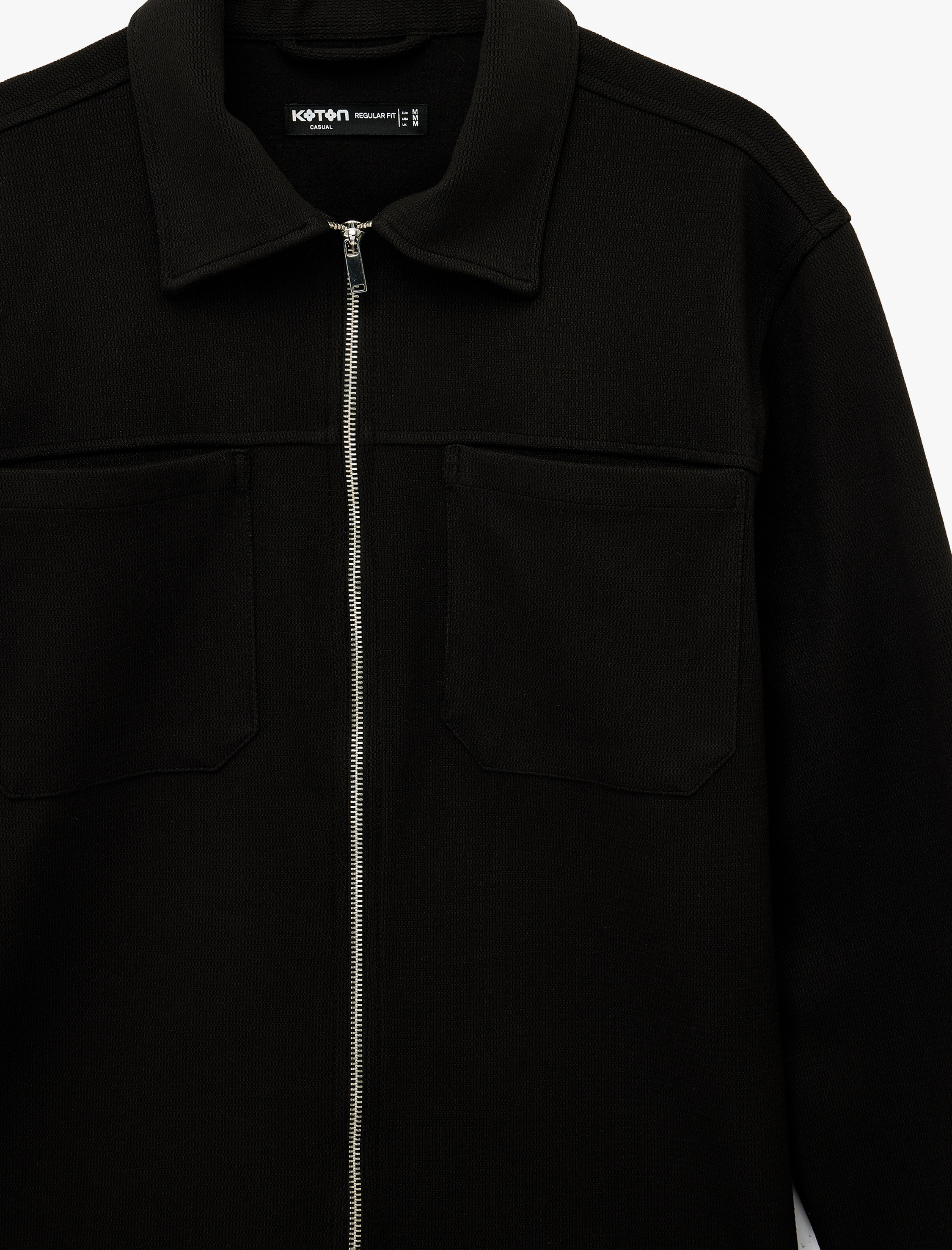   Uzun Kollu Cepli Klasik Yaka Fermuarlı Gömlek Ceket