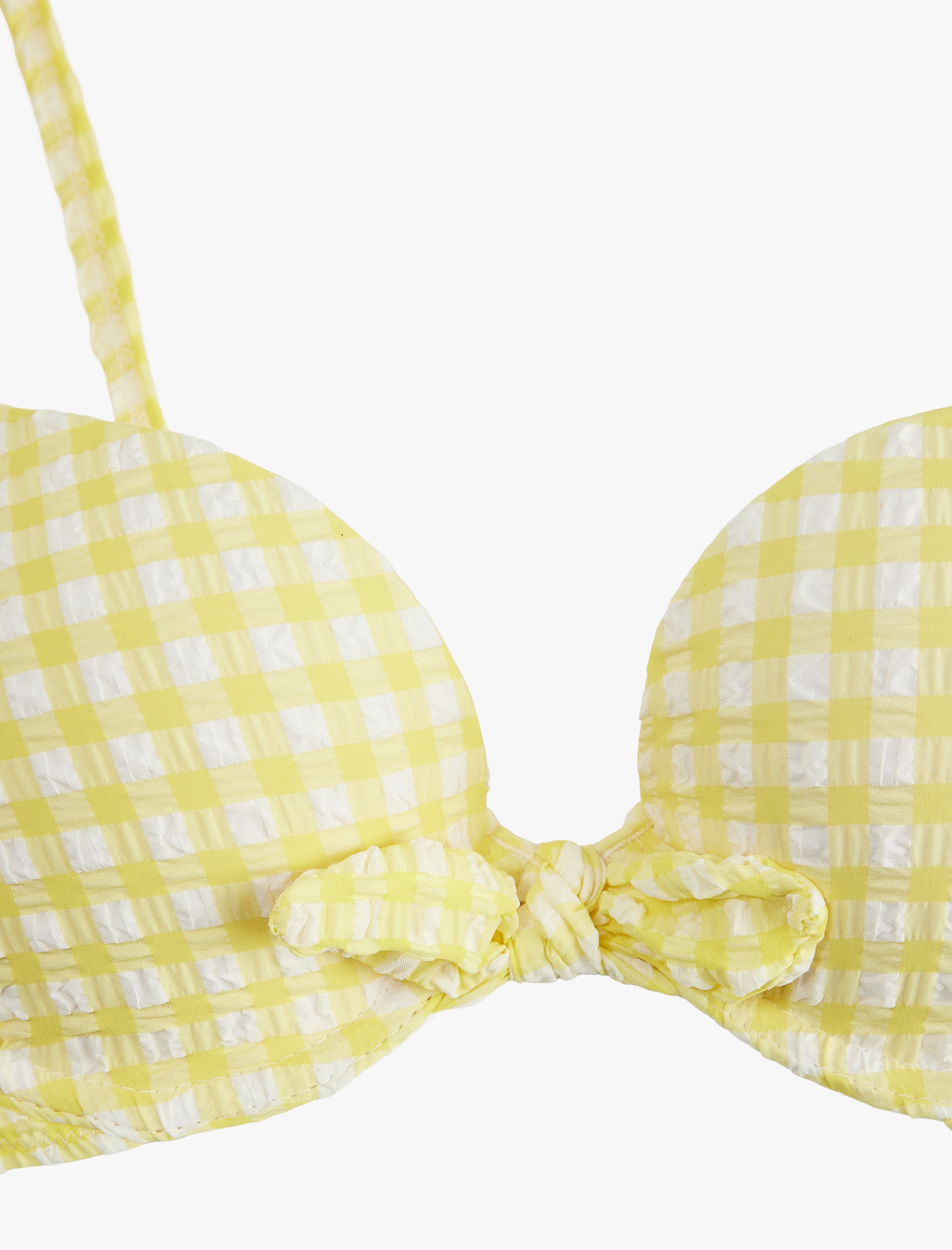   Fiyonklu Pötikare Desenli Push-Up Bikini Üstü