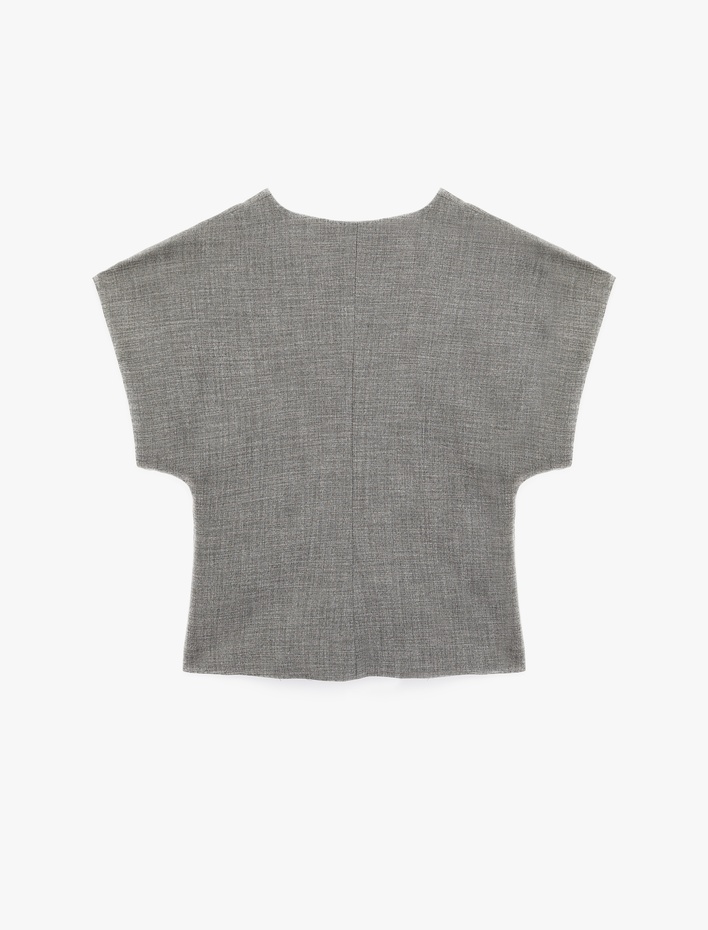  Metal Aksesuarlı Oversize Kruvaze Yelek