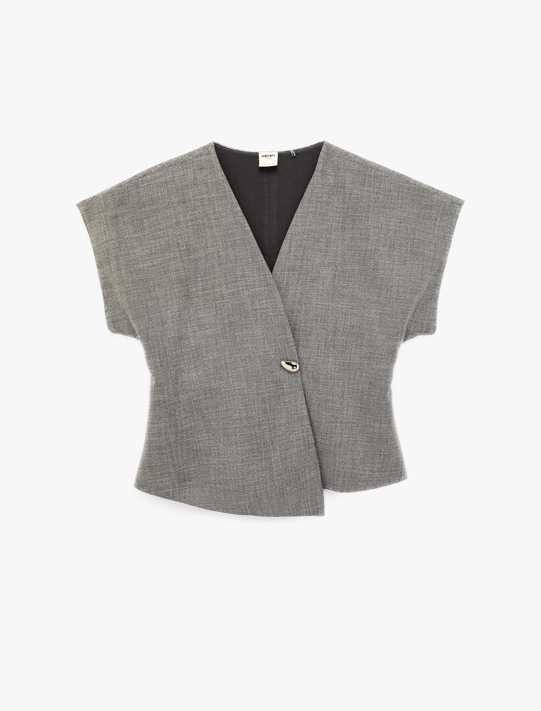   Metal Aksesuarlı Oversize Kruvaze Yelek