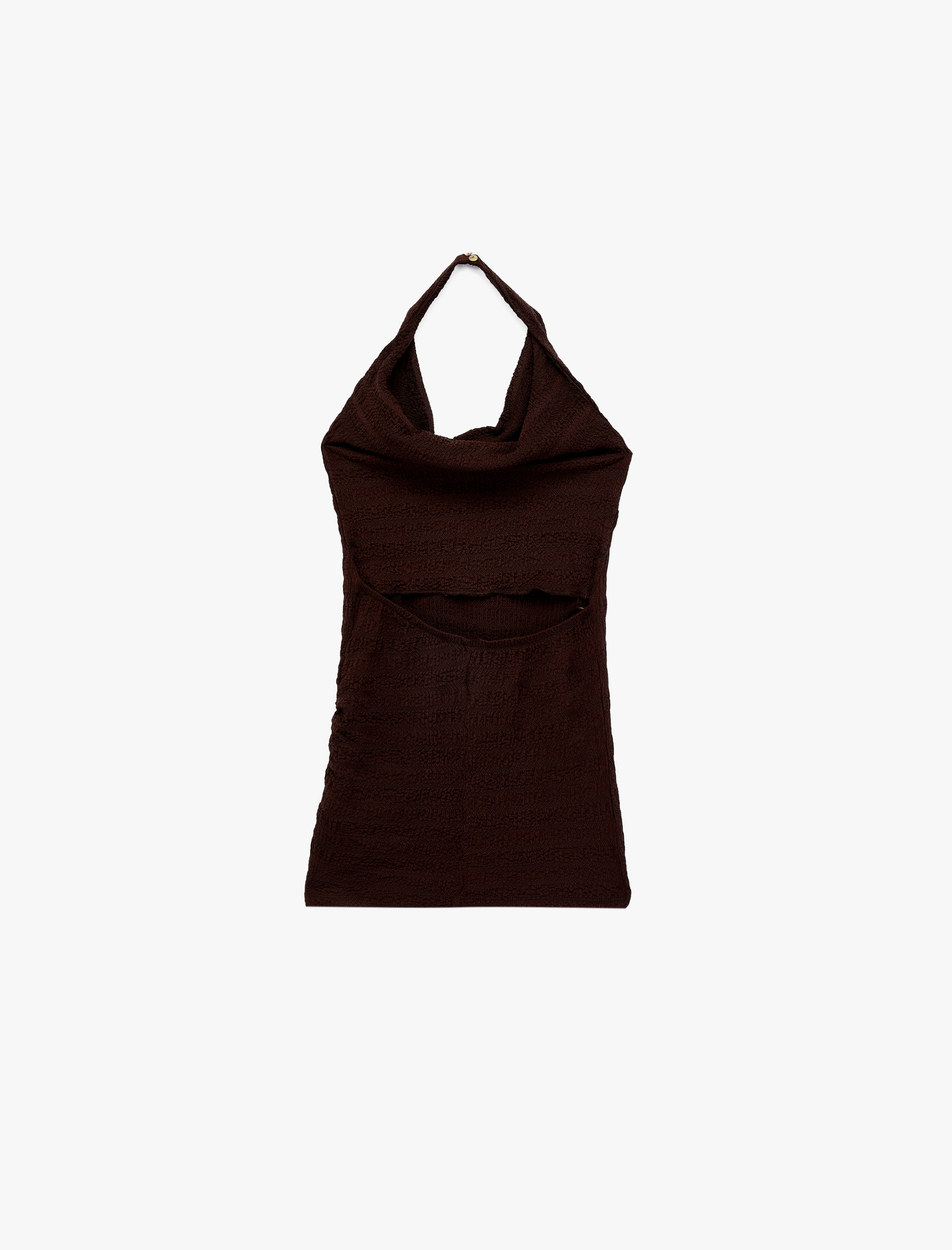   Bürümcük Kumaş Slim Fit Degaje Halter Yaka Bluz