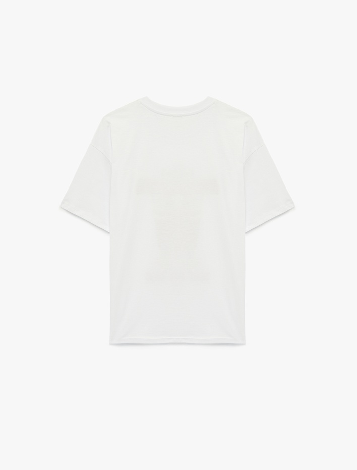  Rahat Kalıp Kısa Kollu Bisiklet Yaka Milkshakes Baskılı Tişört