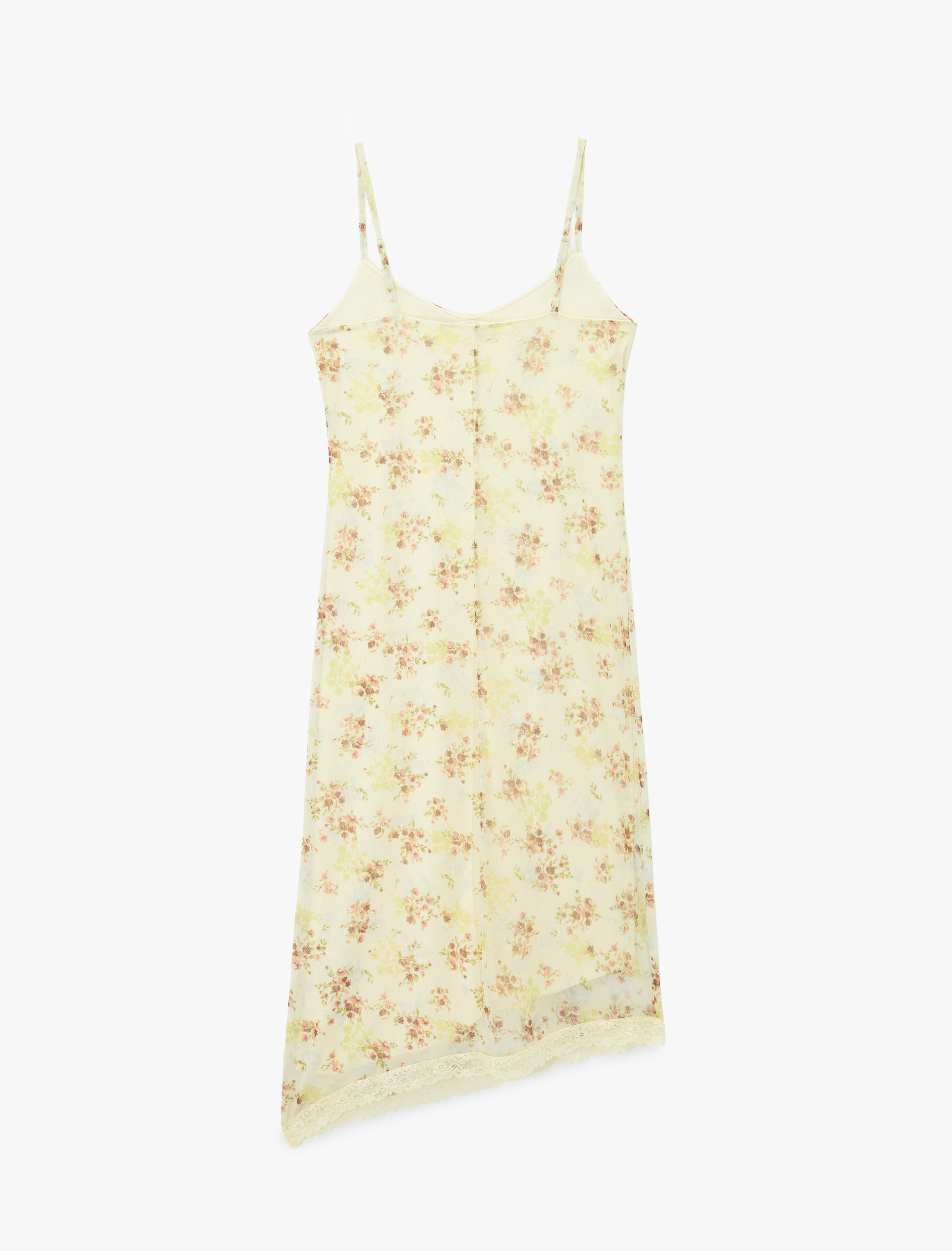   Dantel Detaylı Midi Boy İnce Askılı Çiçekli Elbise