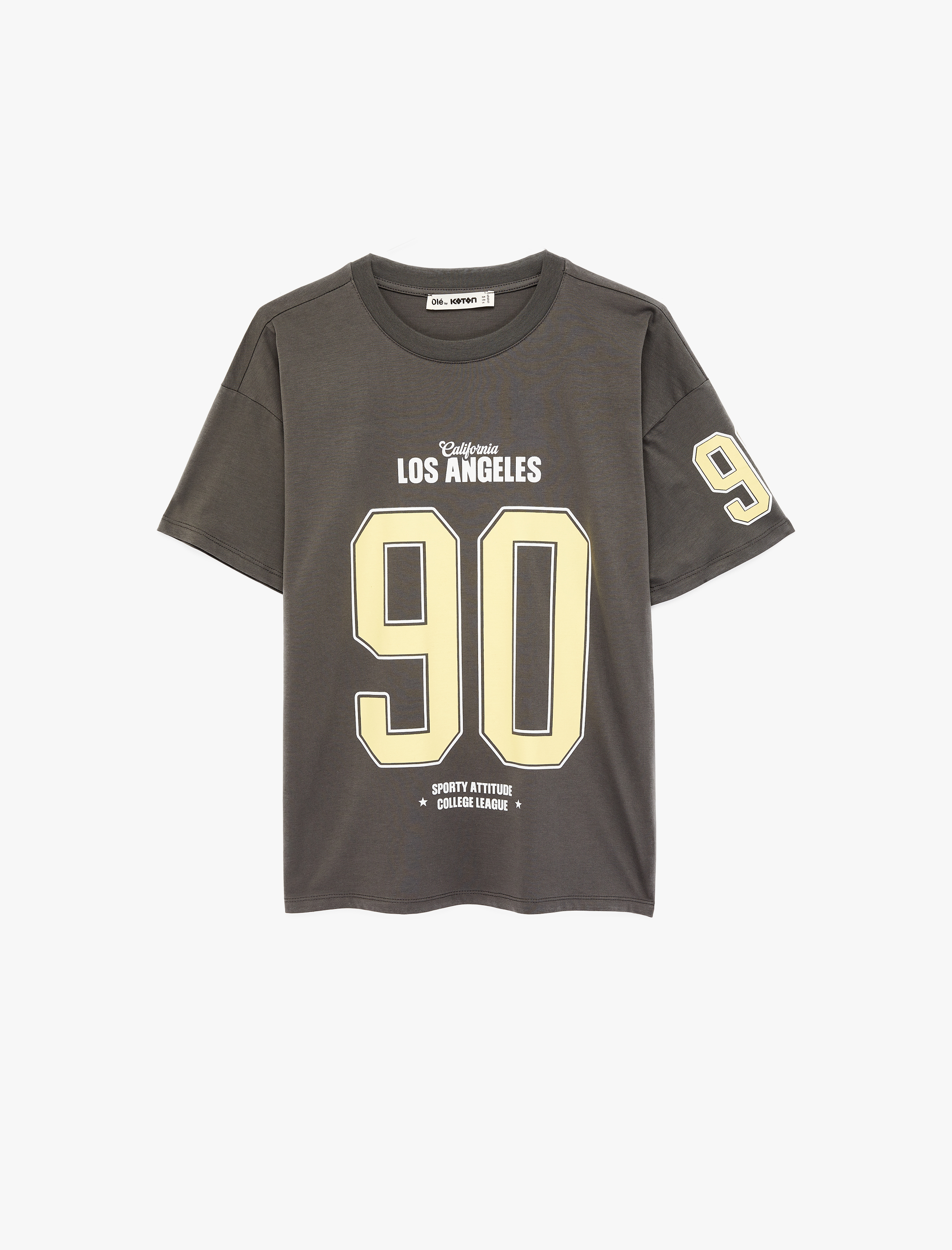   Kısa Kollu Bisiklet Yaka Pamuklu Baskılı Oversize Tişört