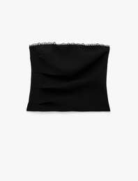 Dantel Detaylı Straplez Büstiyer Bluz