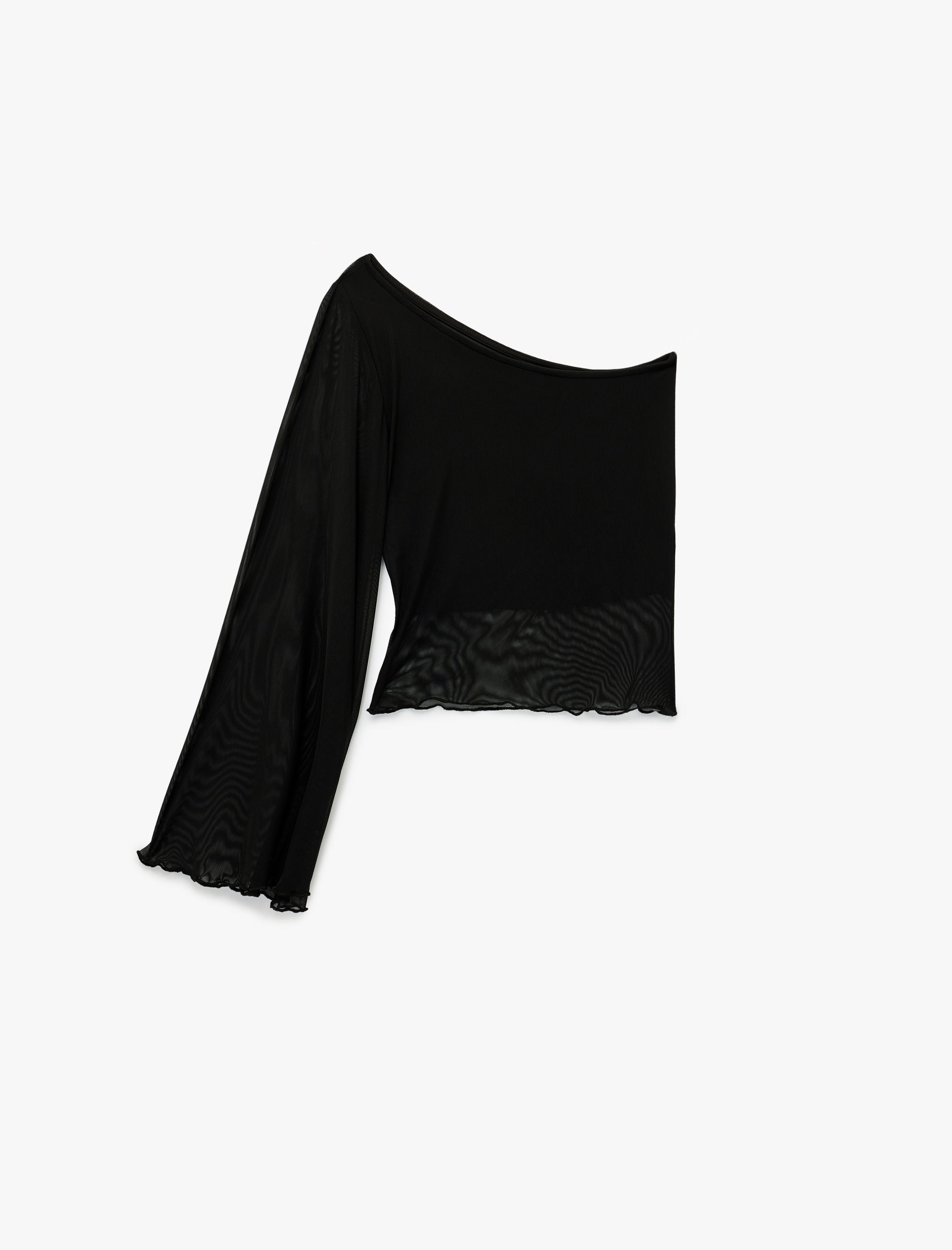   Slim Fit Tül Tek Omuz Bluz