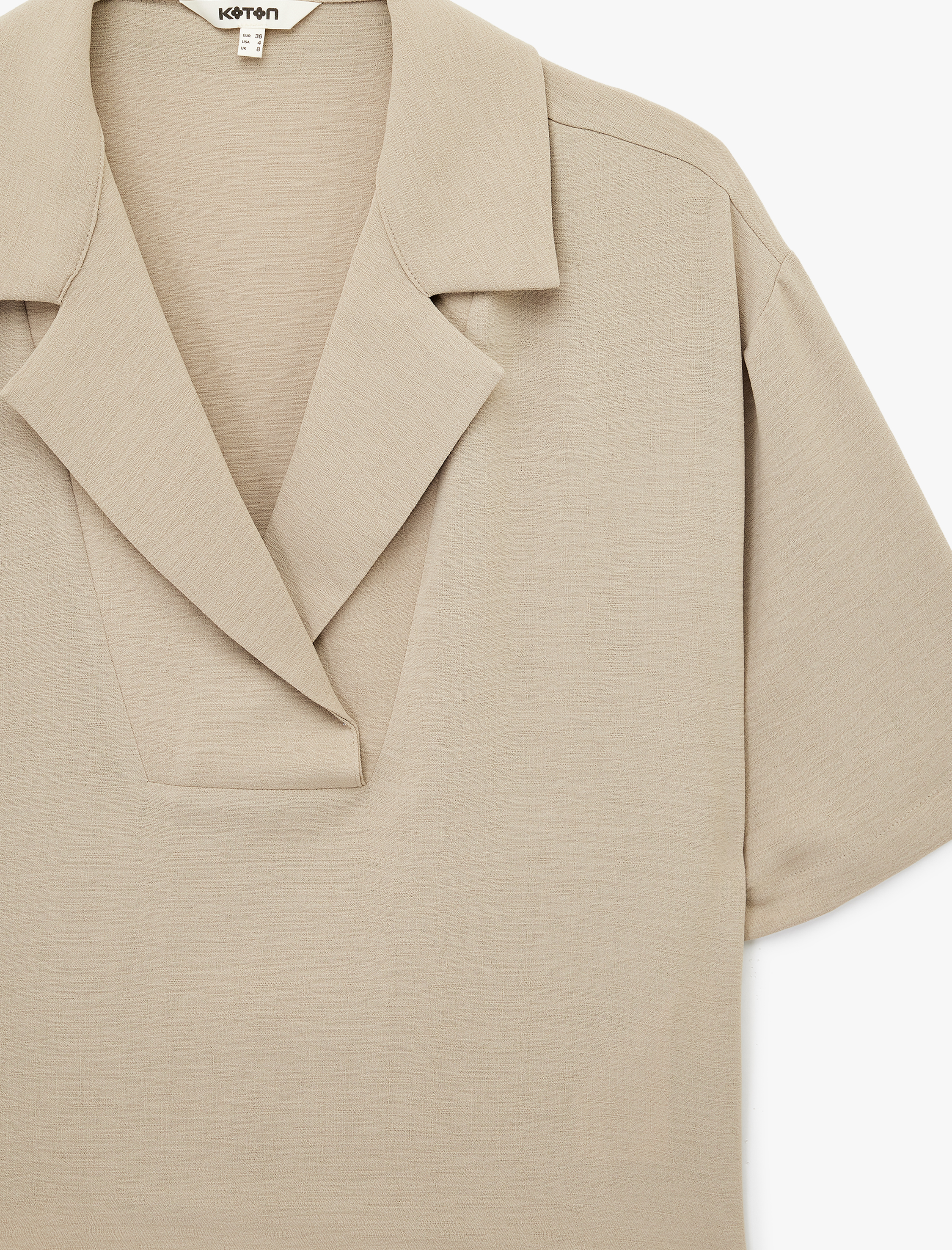   Regular Fit Kısa Kollu Ceket Yaka Bluz