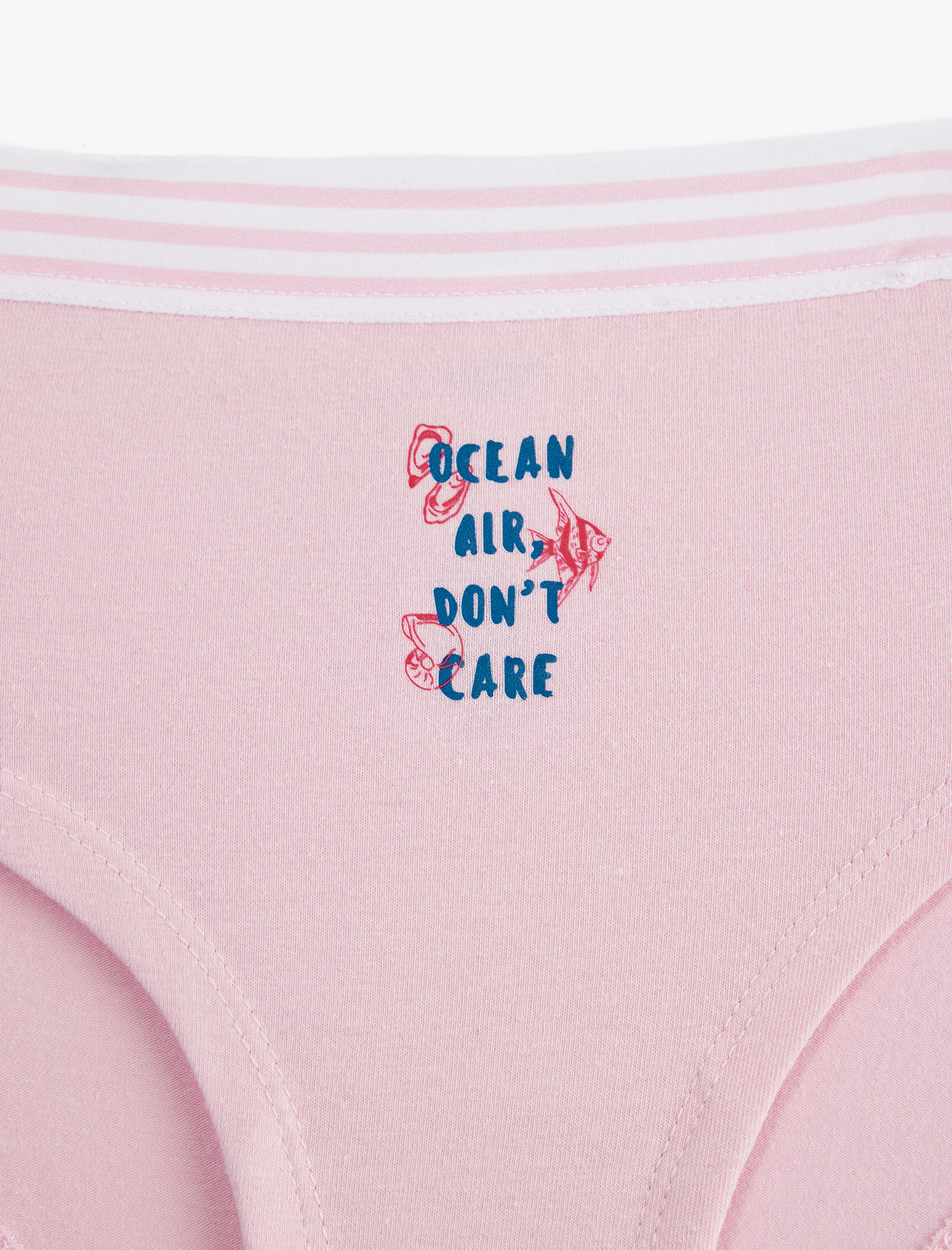   Yüksek Bel Çizgi Detaylı Rahat Kalıp Pamuklu Baskılı Hipster Külot