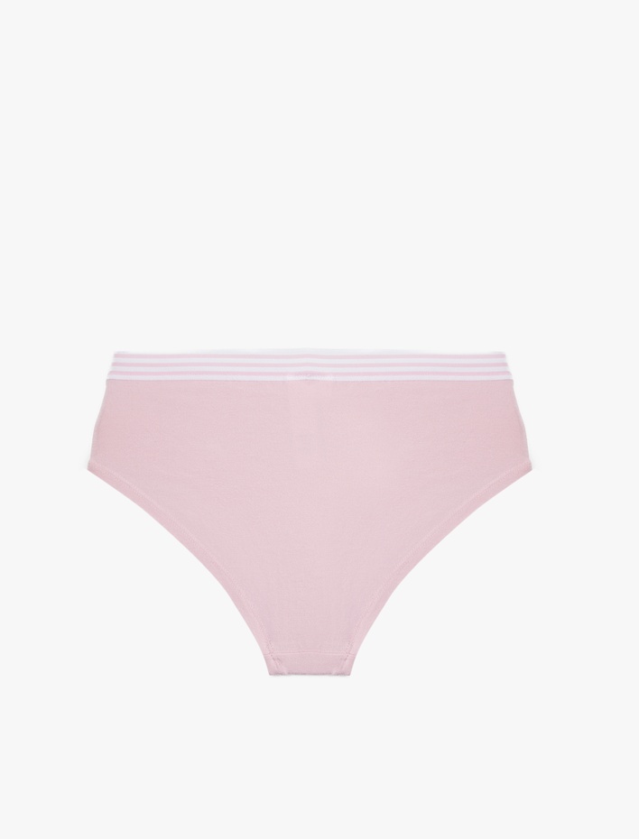  Yüksek Bel Çizgi Detaylı Rahat Kalıp Pamuklu Baskılı Hipster Külot