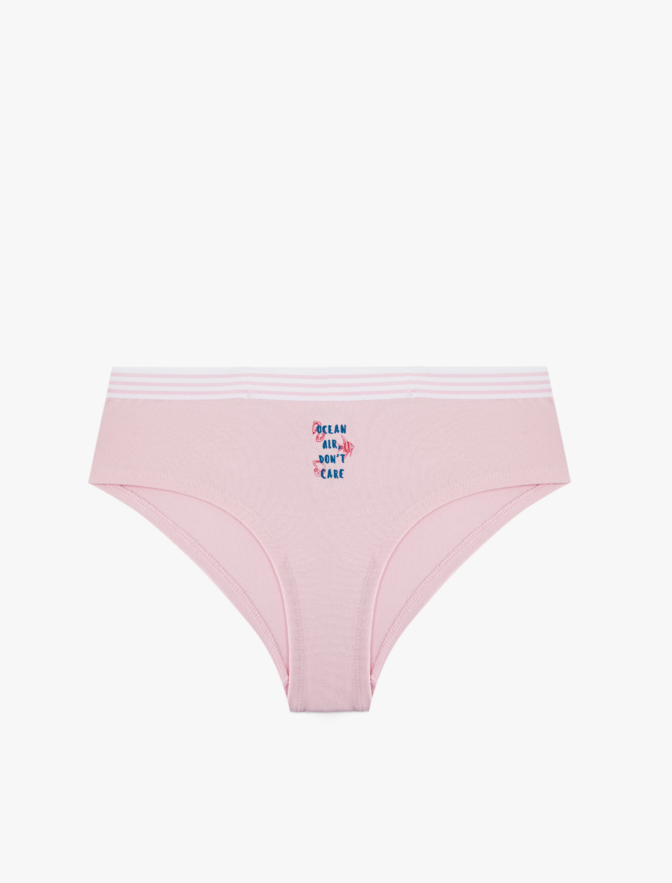   Yüksek Bel Çizgi Detaylı Rahat Kalıp Pamuklu Baskılı Hipster Külot