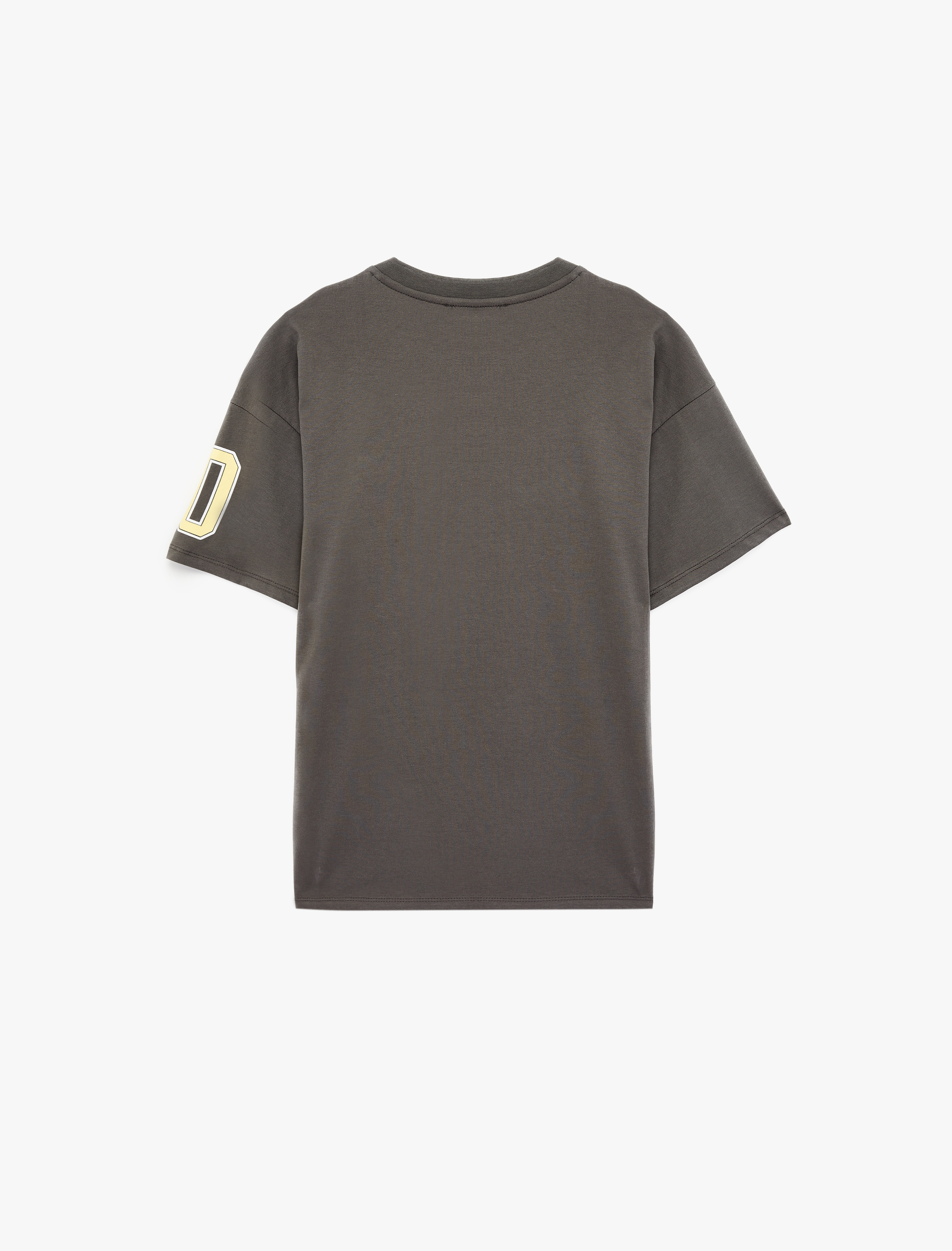   Kısa Kollu Bisiklet Yaka Pamuklu Baskılı Oversize Tişört