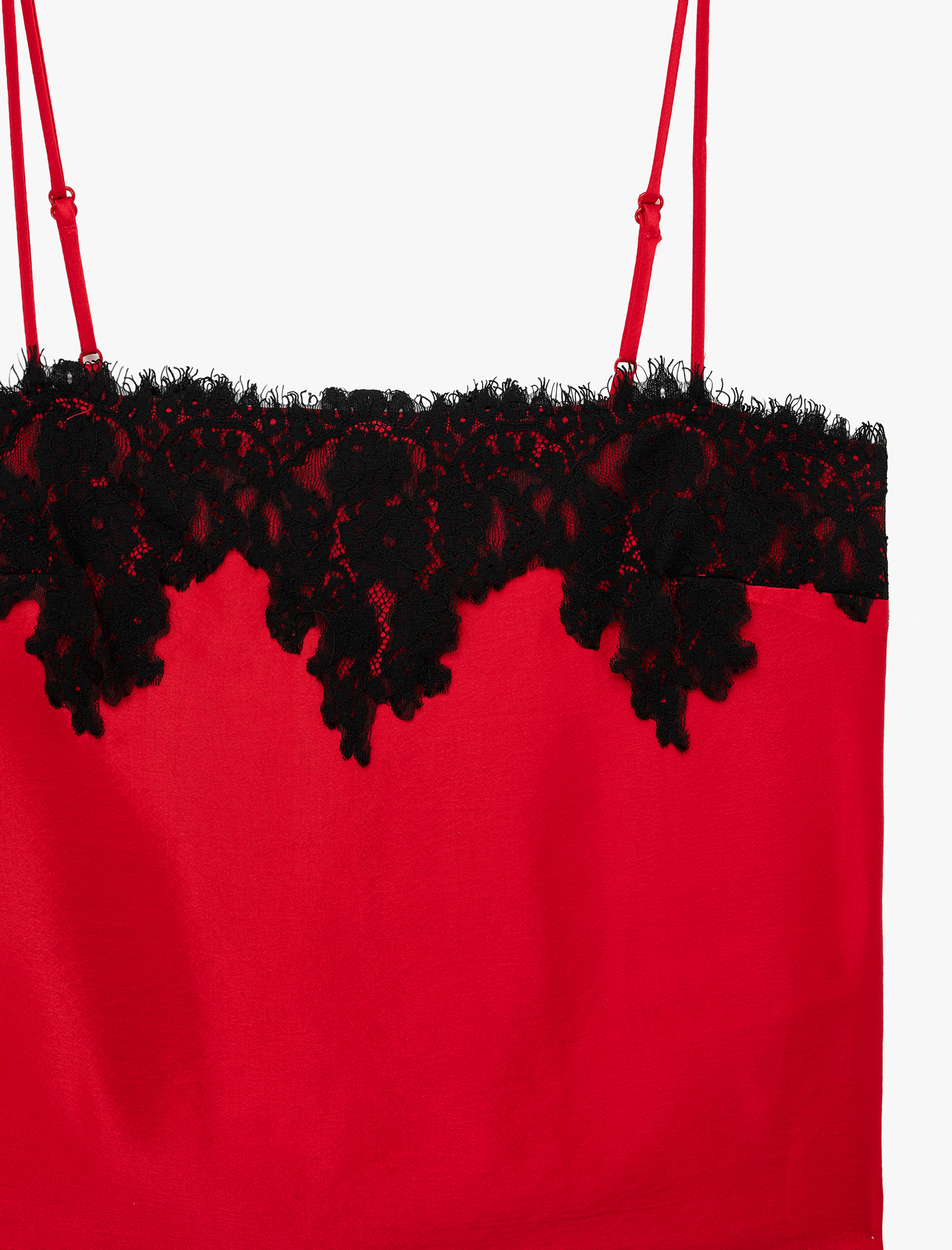   Dantel Detaylı İp Askılı Crop Saten Büstiyer