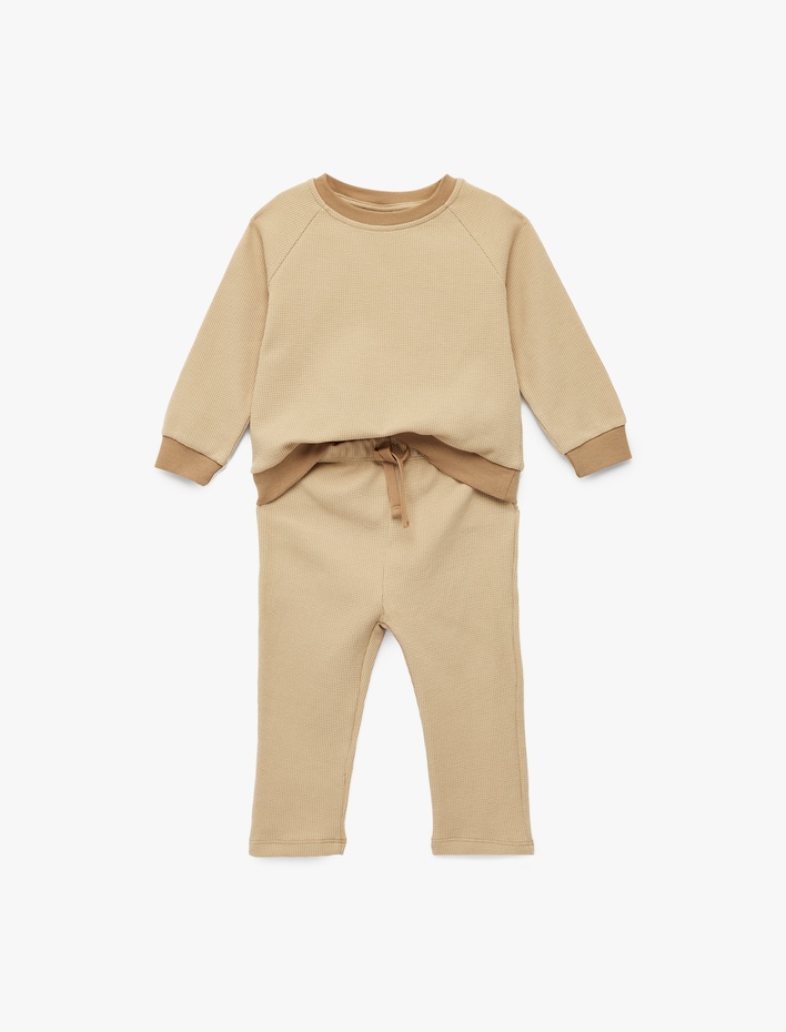 Erkek Bebek Pamuklu Uzun Kollu Bisiklet Yaka Eşofman Takımı -  2'li Set