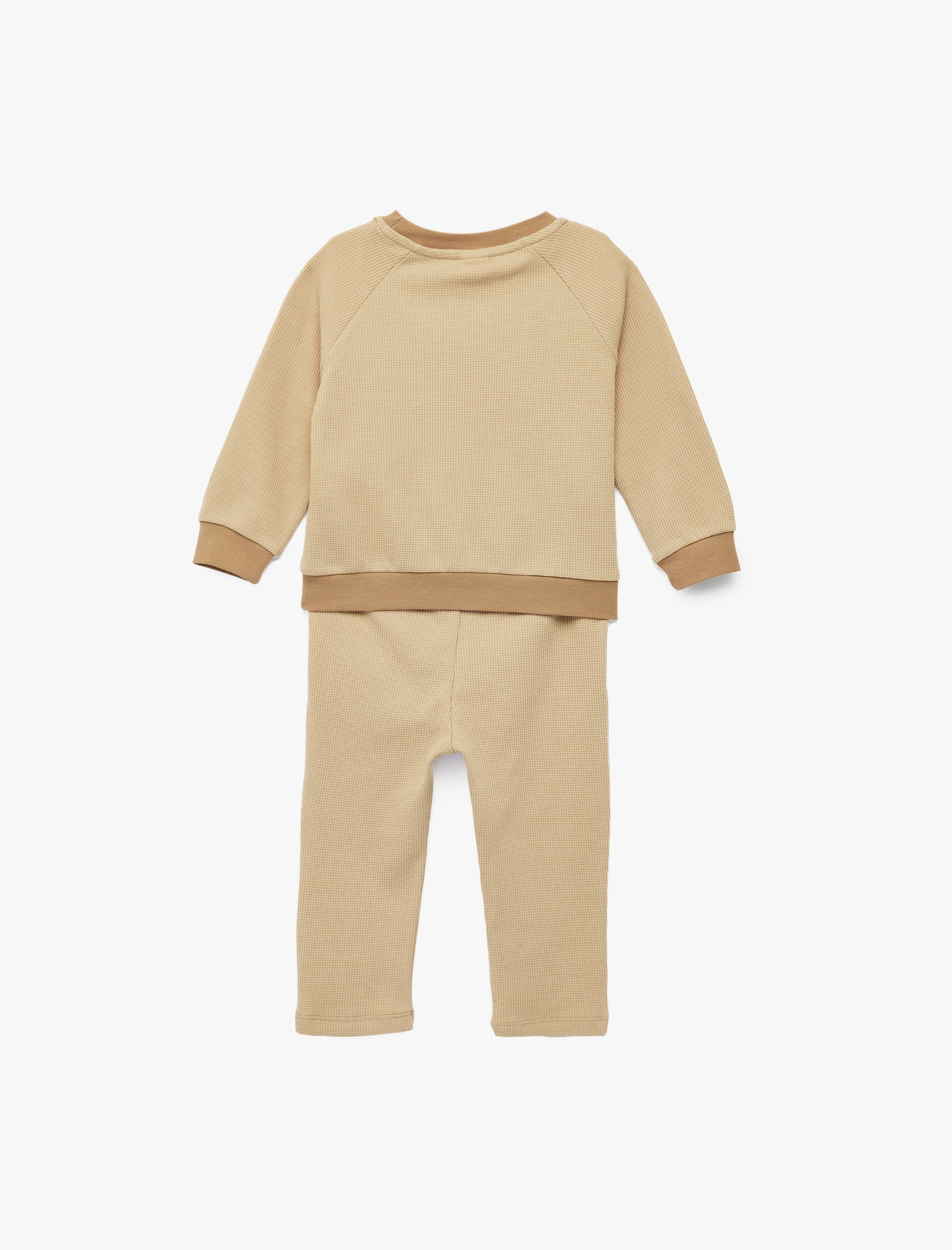  Erkek Bebek Pamuklu Uzun Kollu Bisiklet Yaka Eşofman Takımı -  2'li Set