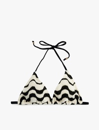 Su Yolu Desenli Üçgen Bikini Üstü