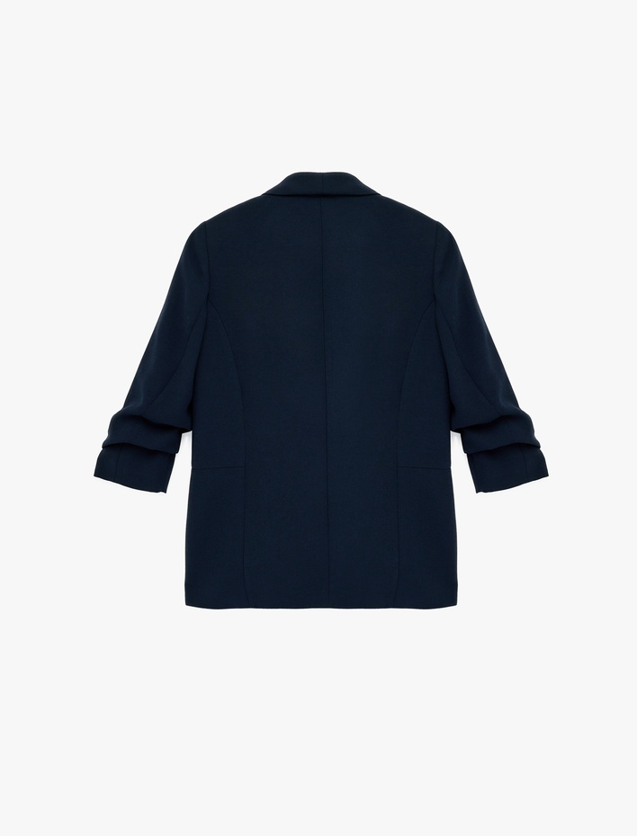  Şal Yaka 3/4 Kollu Uzun Blazer Ceket