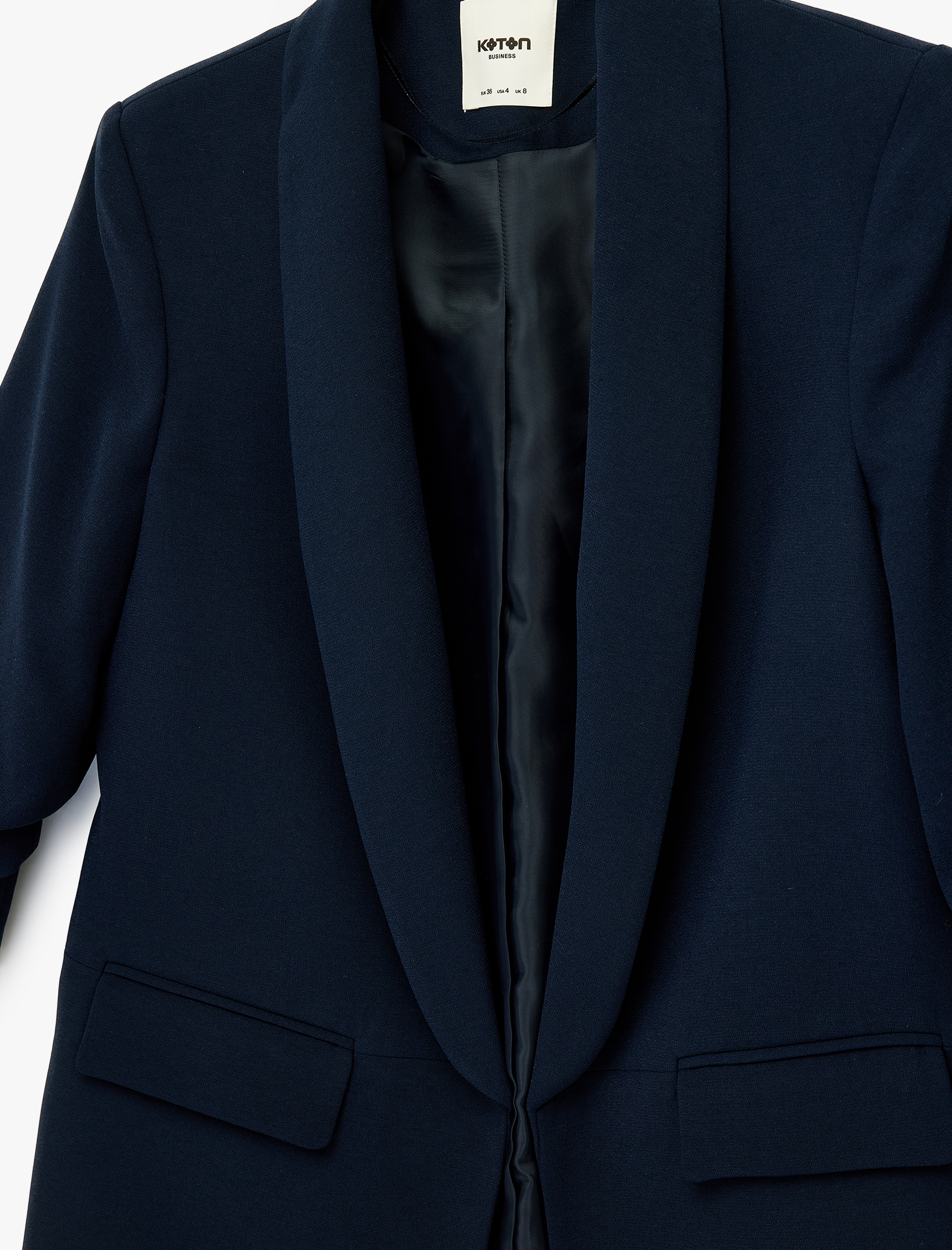   Şal Yaka 3/4 Kollu Uzun Blazer Ceket