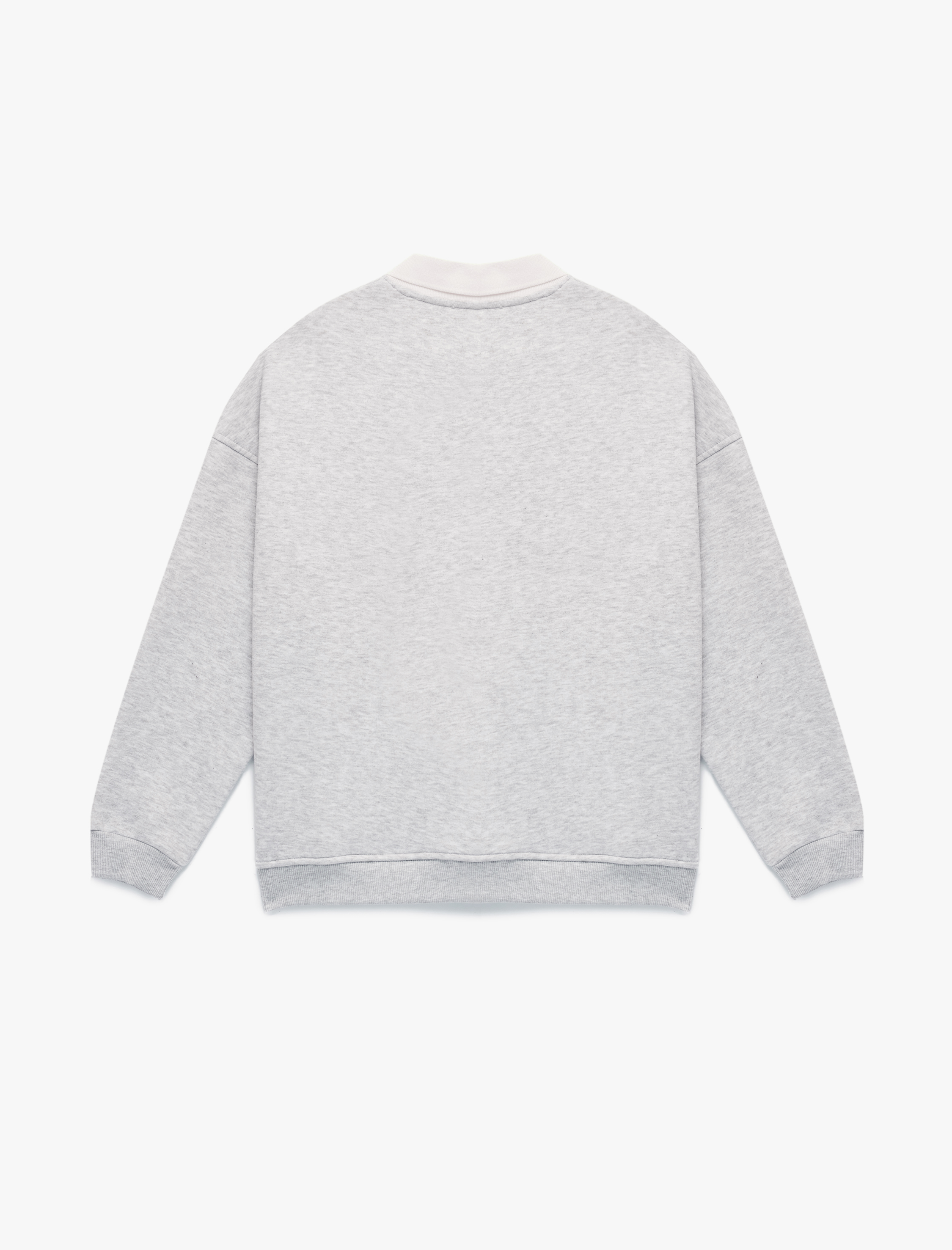   Uzun Kollu Baskılı Oversize Polo Yaka Sweatshirt